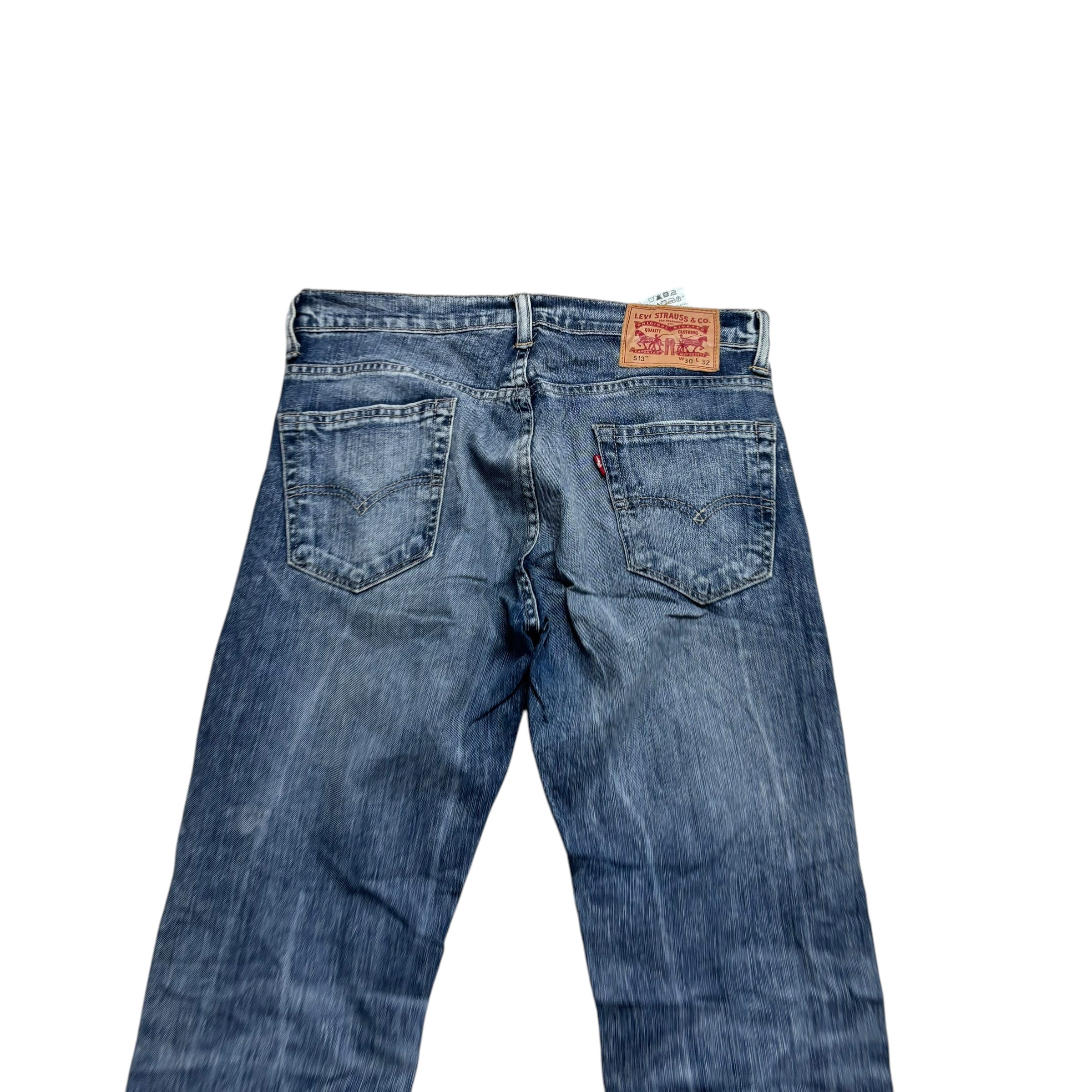 Levis 513 Jeans W30 L32 Mens Mid Blue Slim Straight Fit Stretch Denim (E)