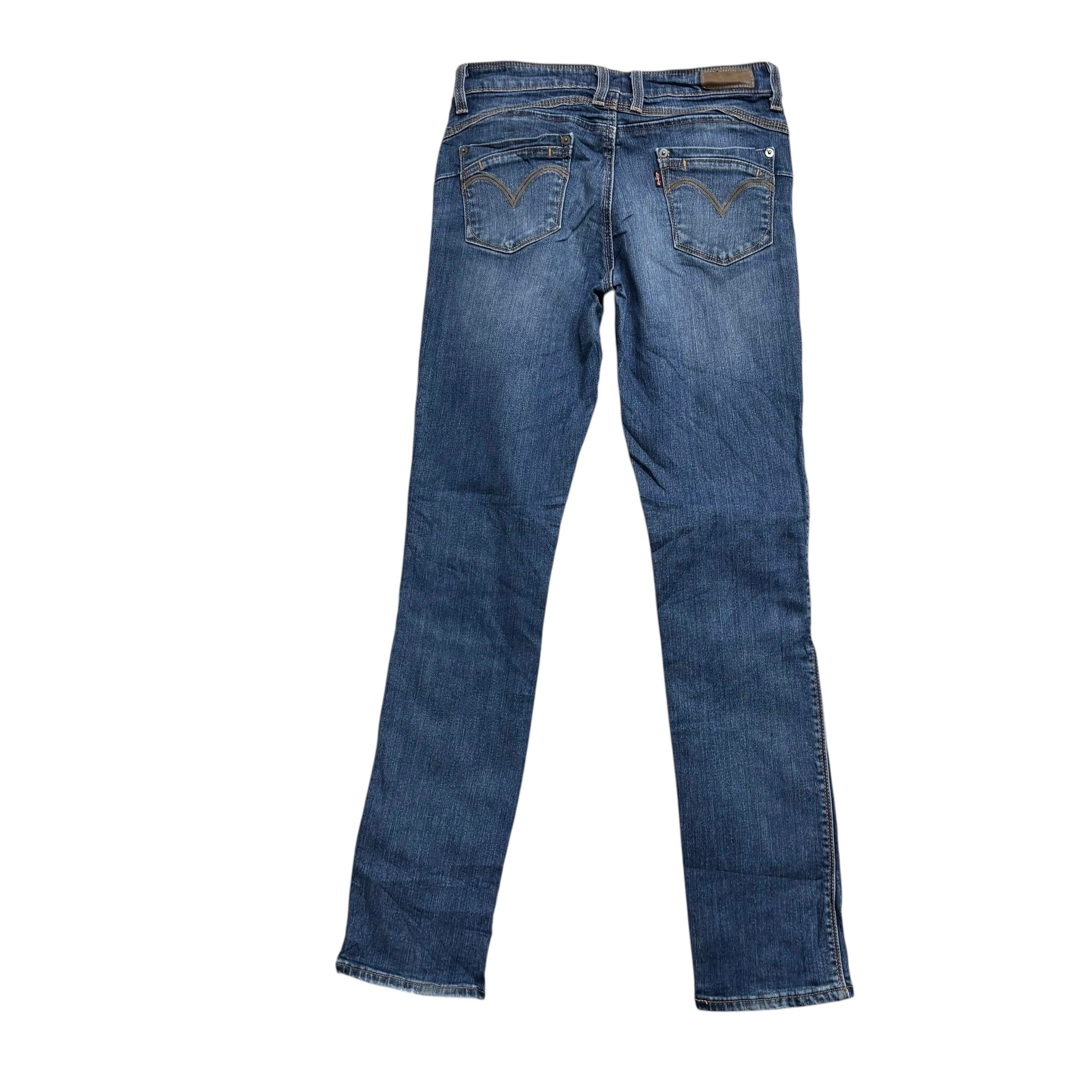 Levis Jeans W27 L32 Womens Skinny Fit Mid Blue Stretch Denim (E)
