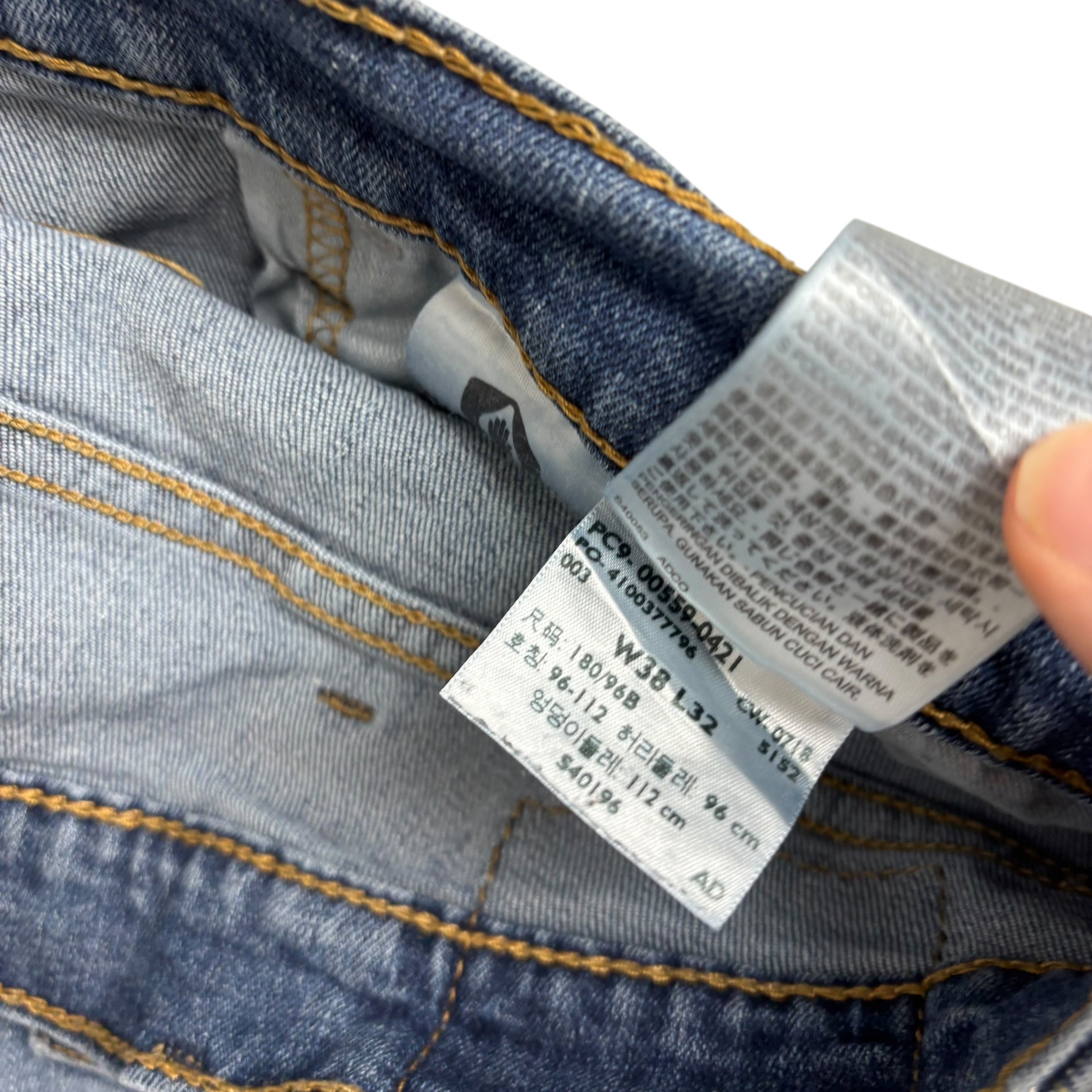 Levis 559 Jeans W38 L32 Mens Mid Blue Regular Straight Fit Stretch Denim (F)