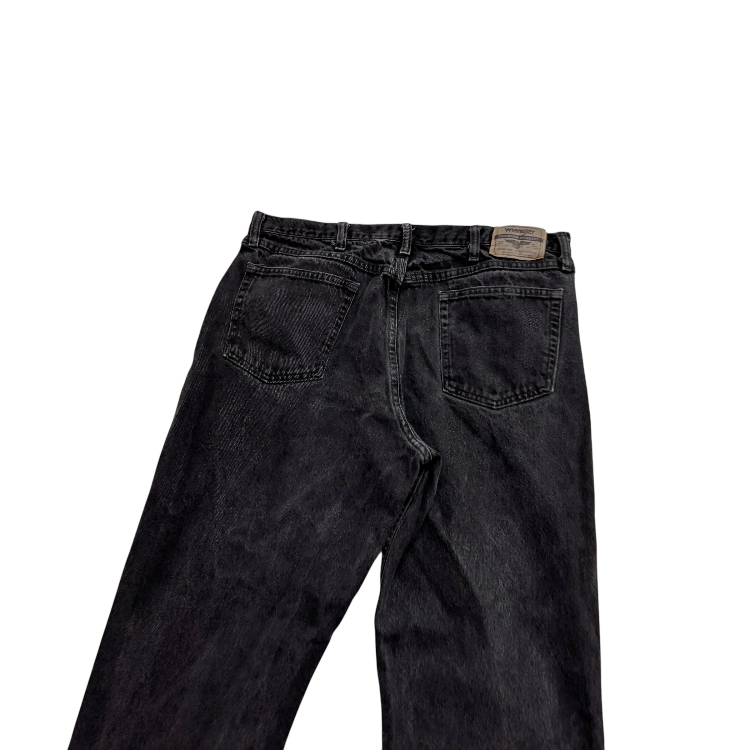 Wrangler Jeans W37 L32 Mens Black Relaxed Straight Fit Denim (E)