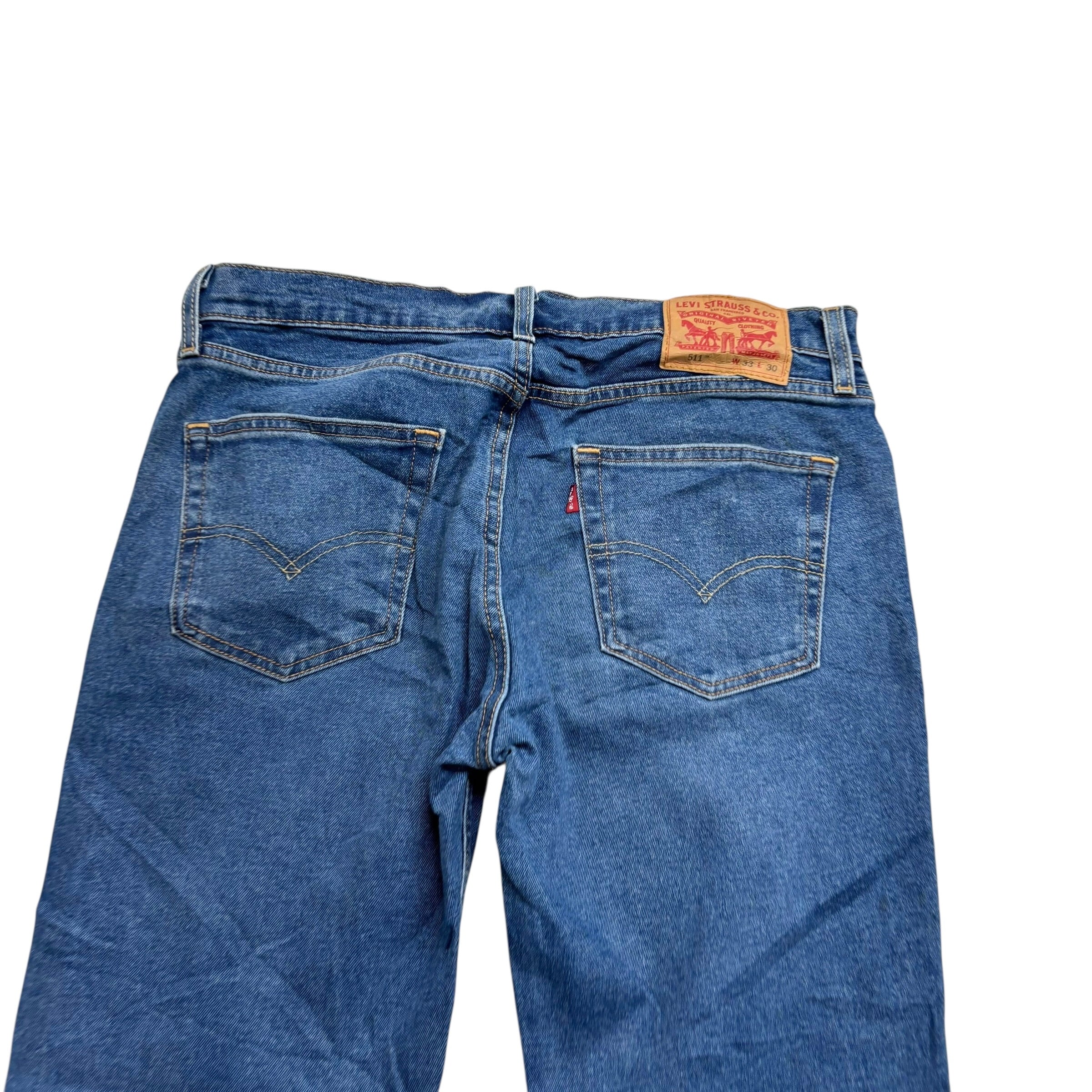 Levis 511 Jeans W33 L30 Mens Mid Blue Slim Fit Stretch Denim (E)