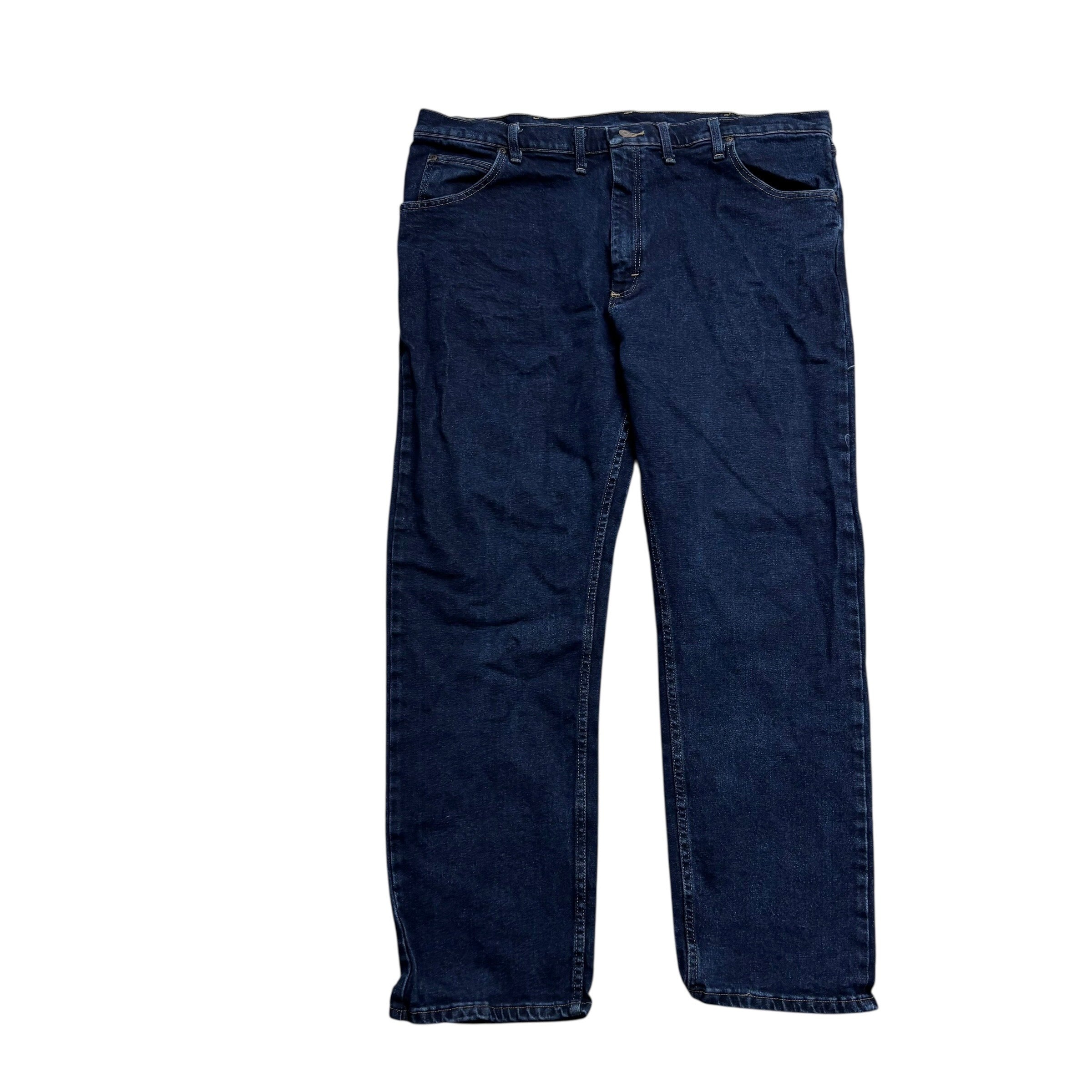Wrangler Jeans W44 L30 Mens Dark Blue Regular Straight Fit Stretch Denim (E)