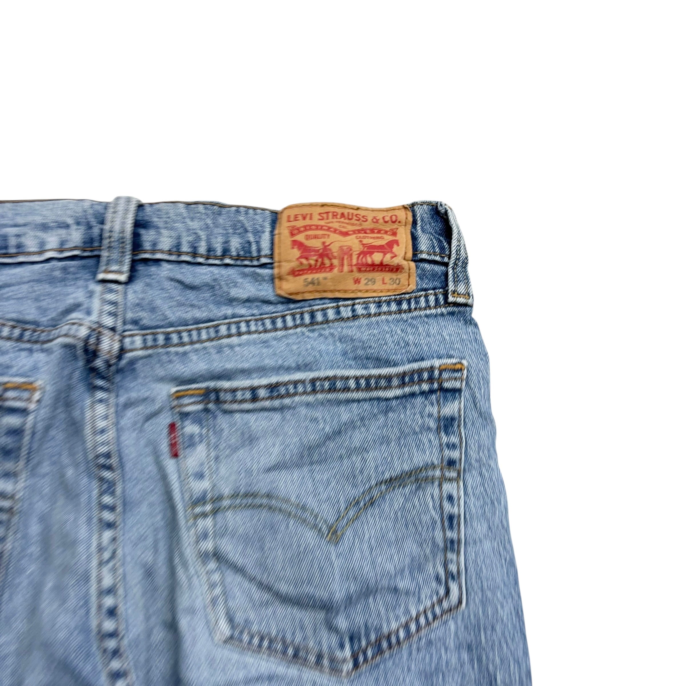 Levis 541 Jeans W29 L30 Mens Light Blue Athletic Tapered Fit Stretch Denim (E)