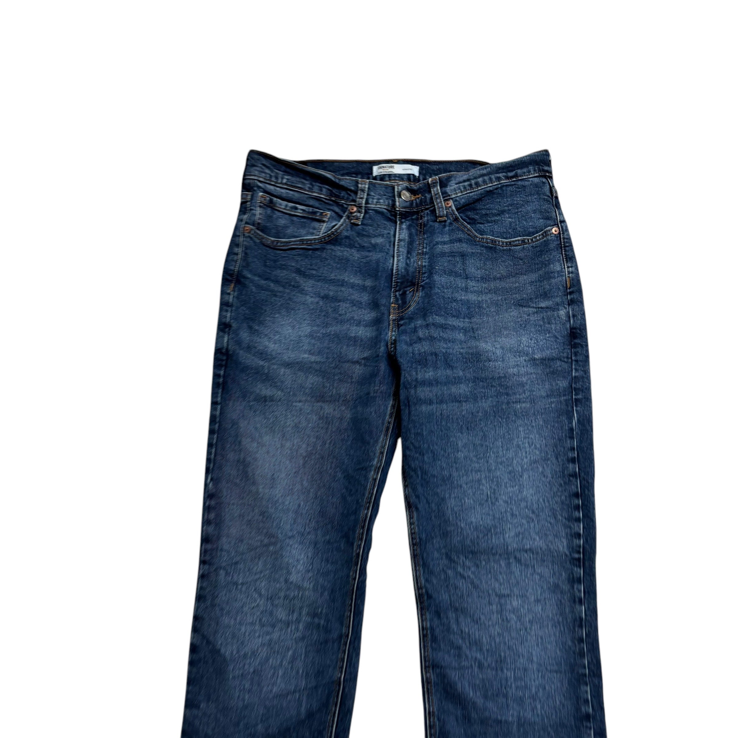 Levis Signature Jeans W34 L30 Mens Mid Blue Athletic Tapered Fit Stretch Denim