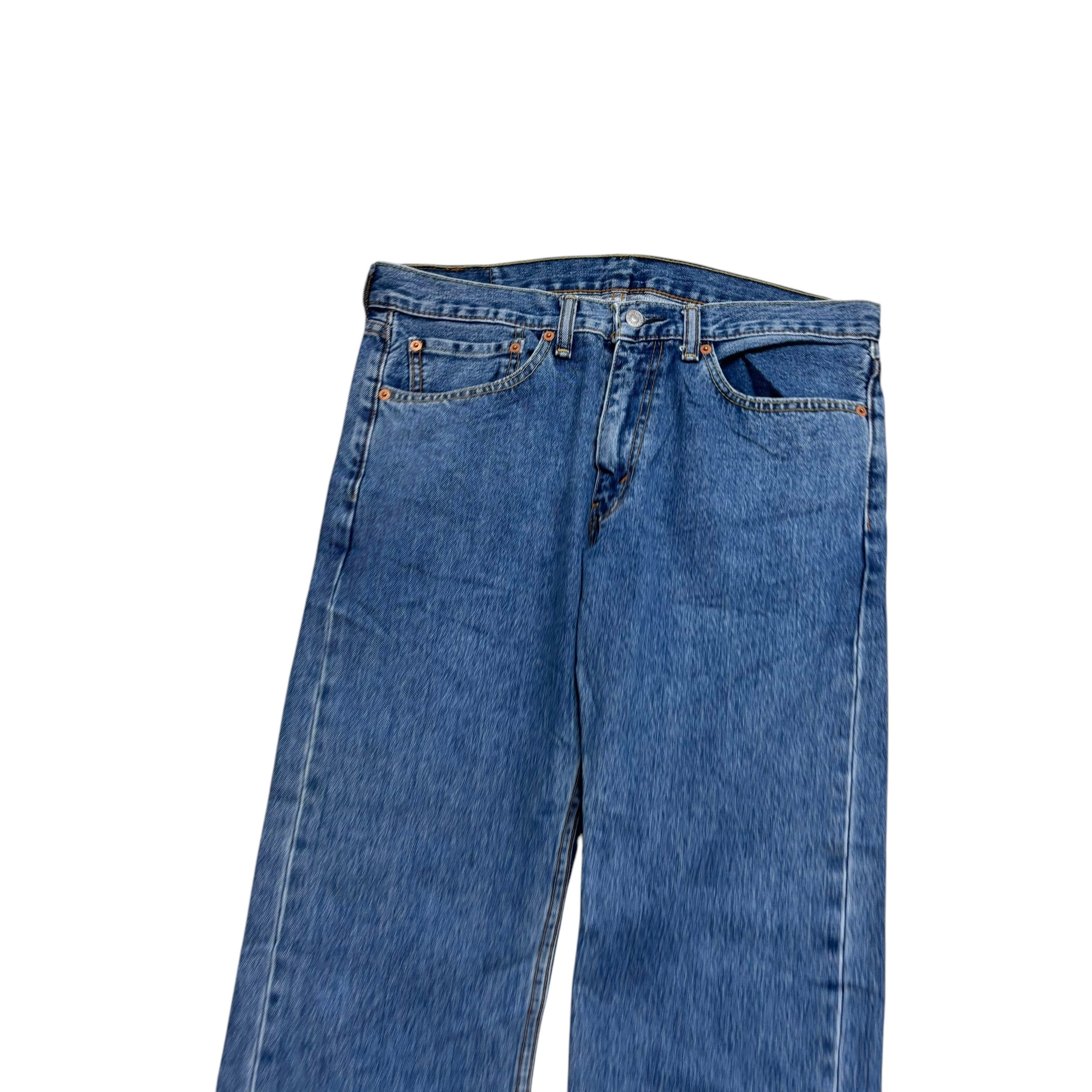 Levis 505 Jeans W34 L30 Mens Mid Blue Regular Straight Fit Denim (E)