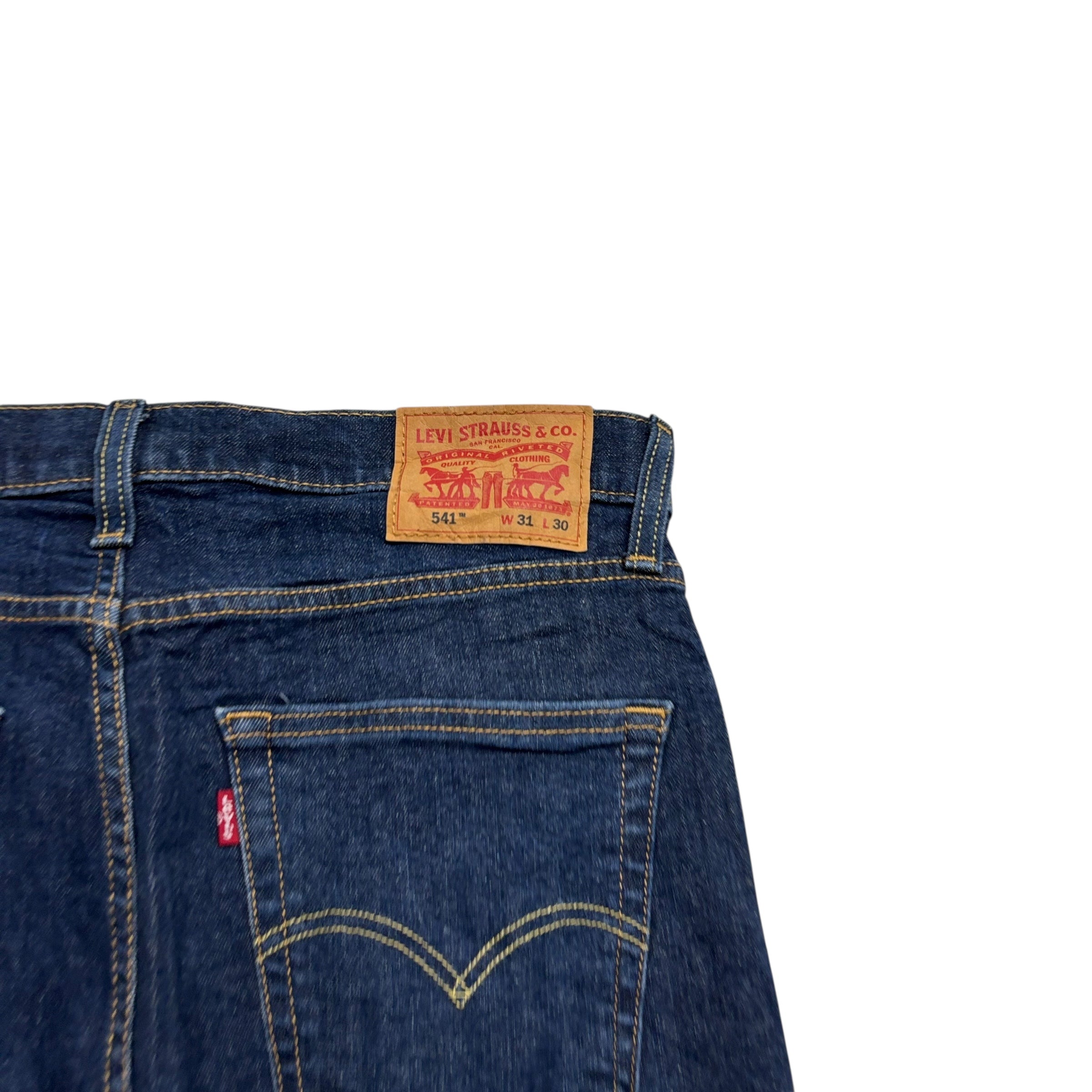 Levis 541 Jeans W31 L30 Mens Dark Blue Athletic Tapered Fit Stretch Denim (E)