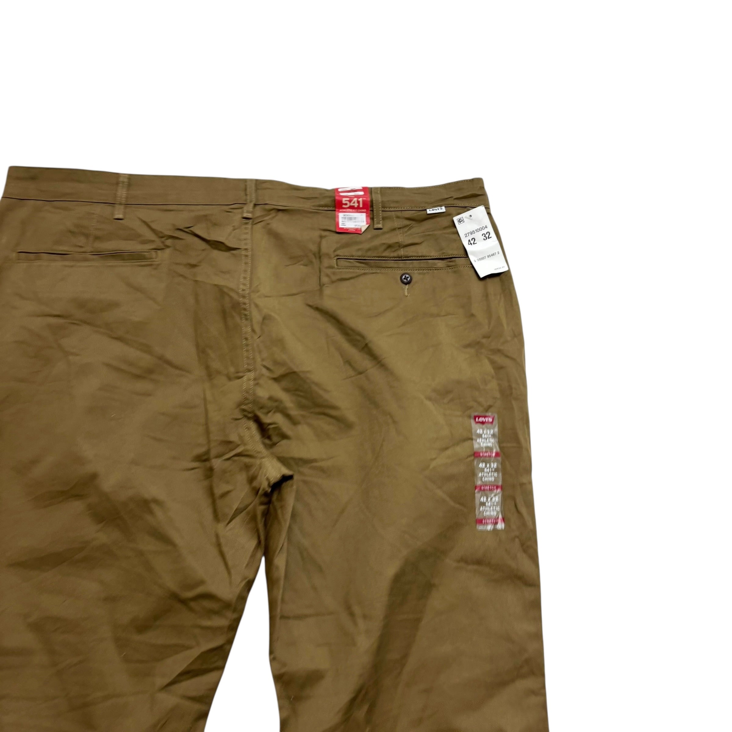 Levis 541 Trousers W42 L32 Mens Khaki Athletic Tapered Fit Stretch Pants (E)
