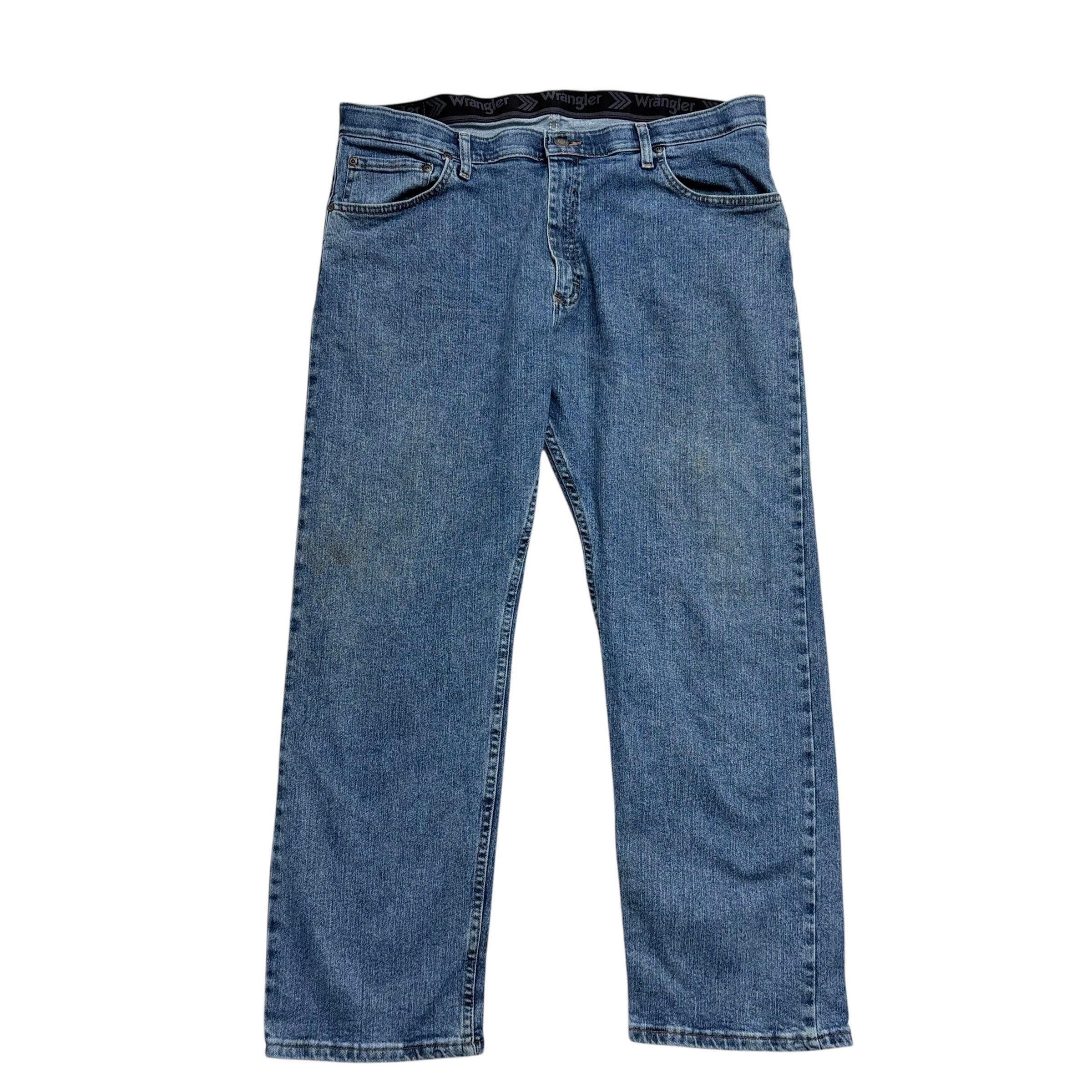 Wrangler Jeans W38 L29 Mens Mid Blue Regular Straight Fit Stretch Denim (F)