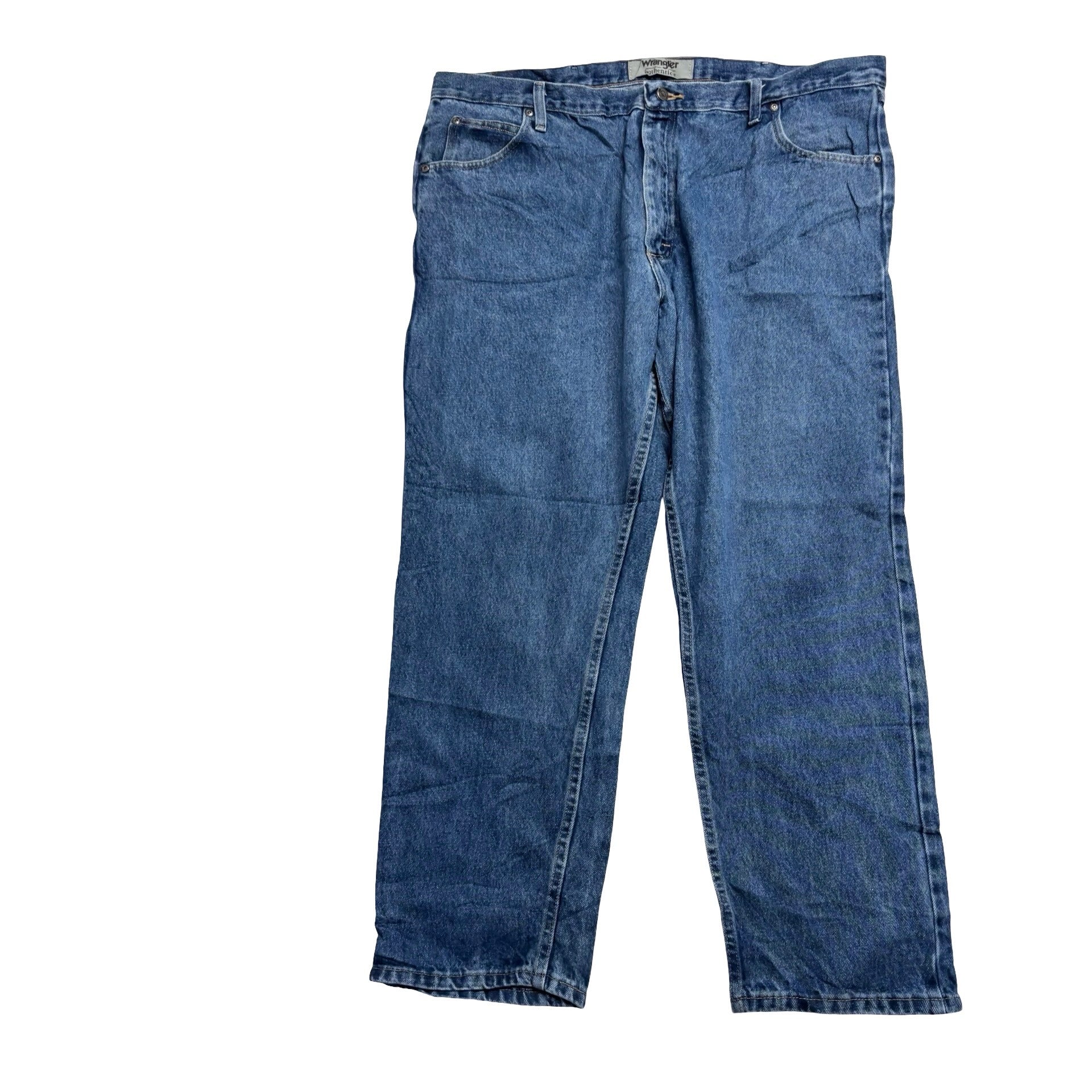 Wrangler Jeans W42 L30 Mens Mid Blue Relaxed Straight Fit Denim (E)