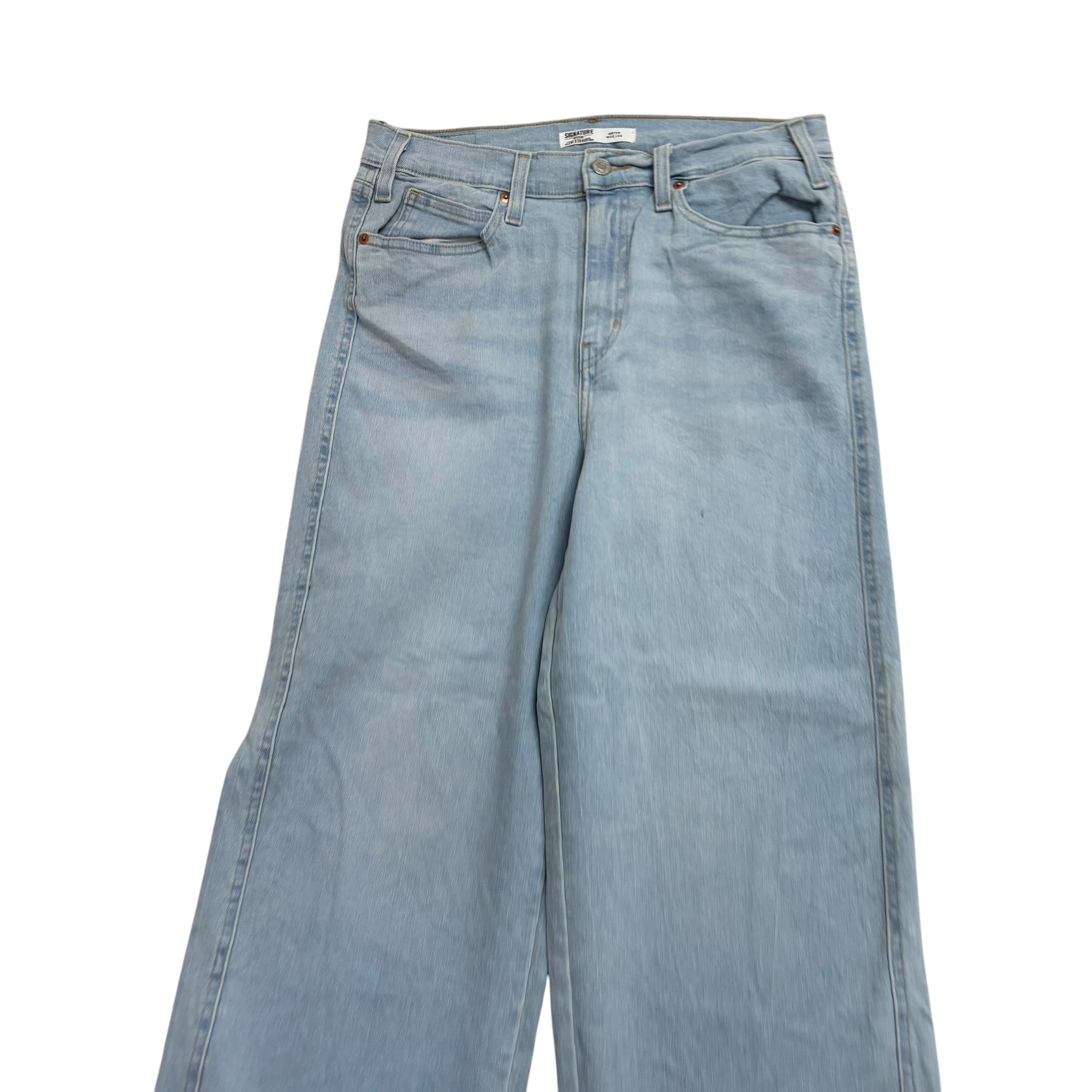 Levis Signature Jeans W31 L27 Womens Wide Baggy Fit Light Blue Stretch Denim