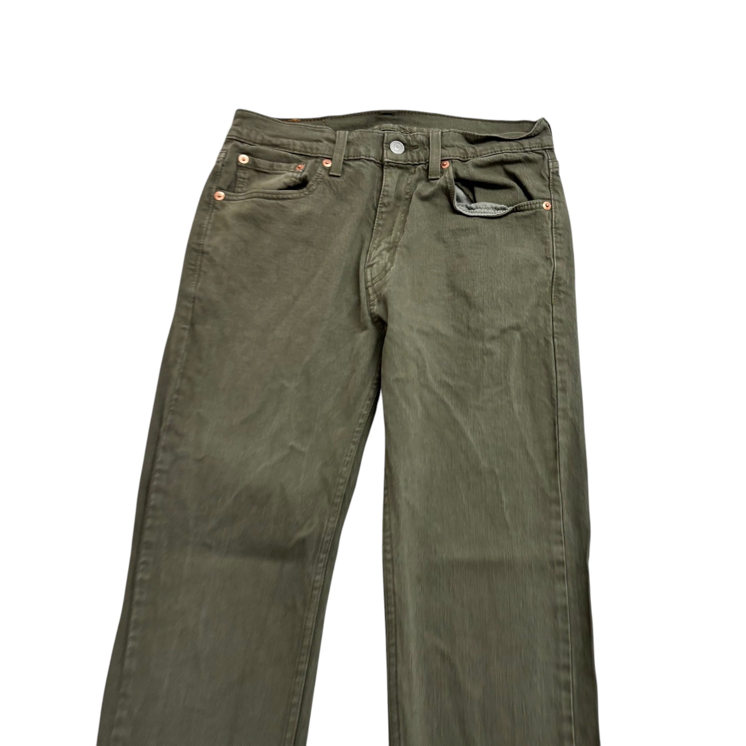 Levis 505 Jeans W29 L30 Mens Green Olive Regular Straight Fit Stretch Denim (E)