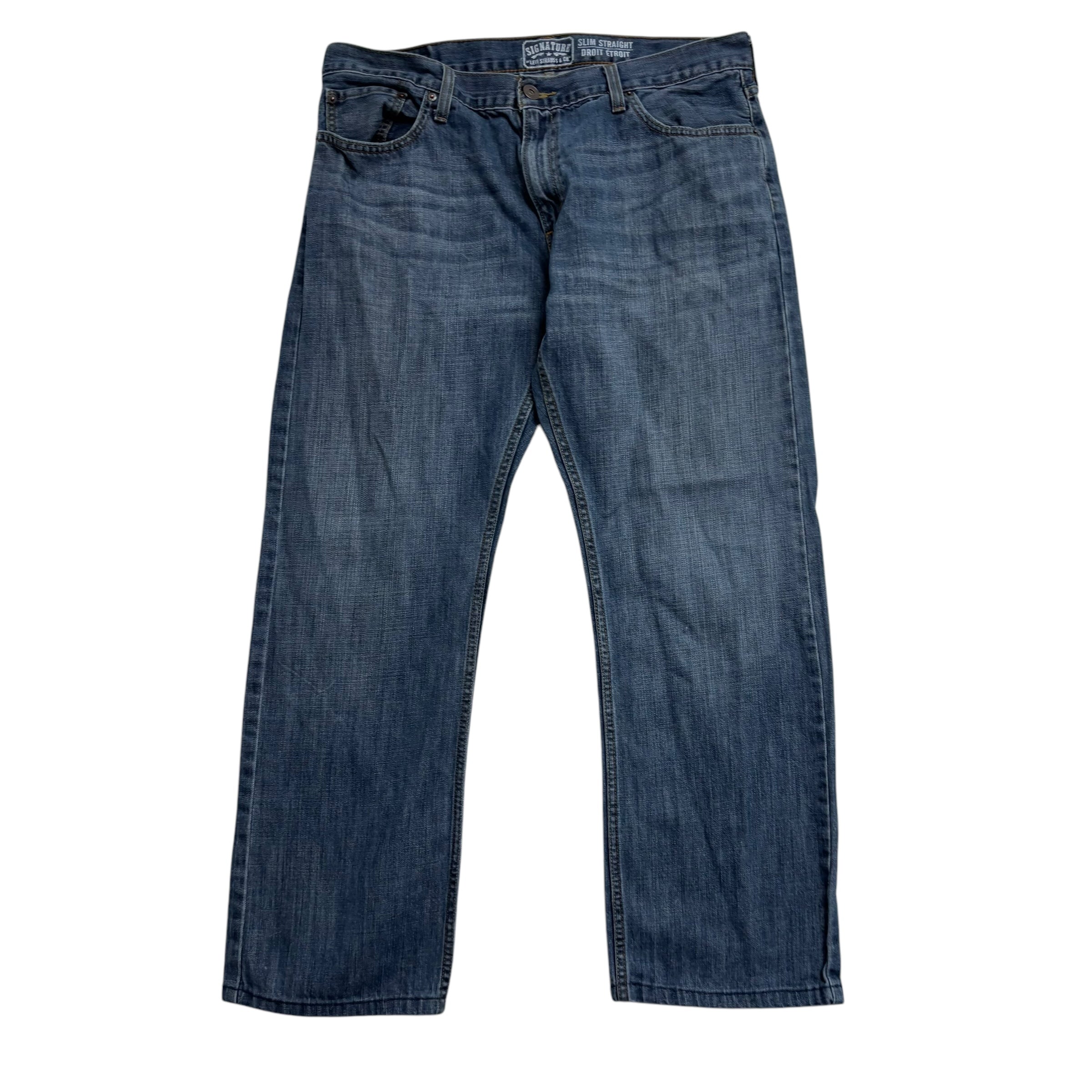 Levis Signature Jeans W36 L30 Mens Mid Blue Regular Straight Fit Denim
