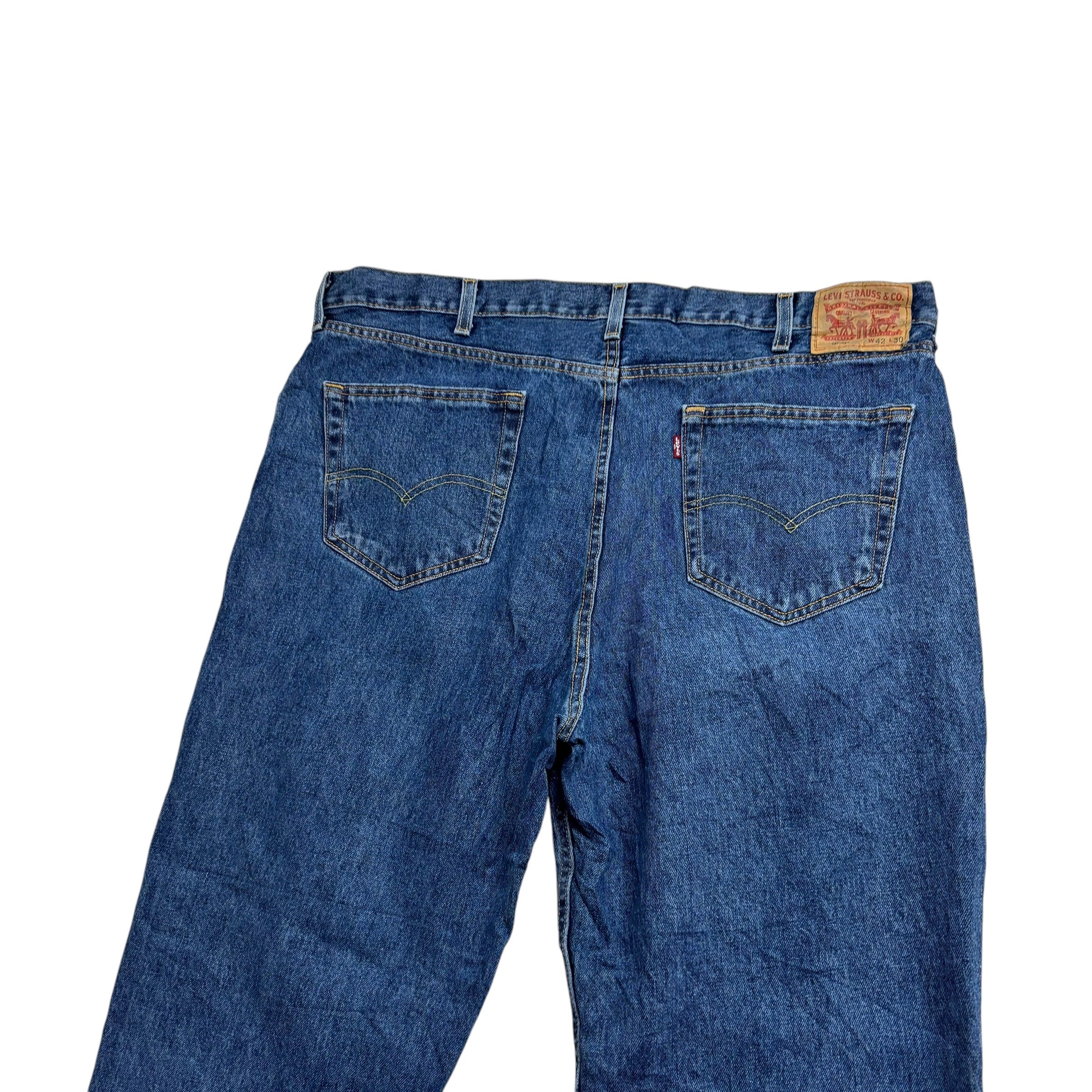 Levis 550 Jeans W42 L32 Mens Mid Blue Baggy Relaxed Straight Fit Denim (E)