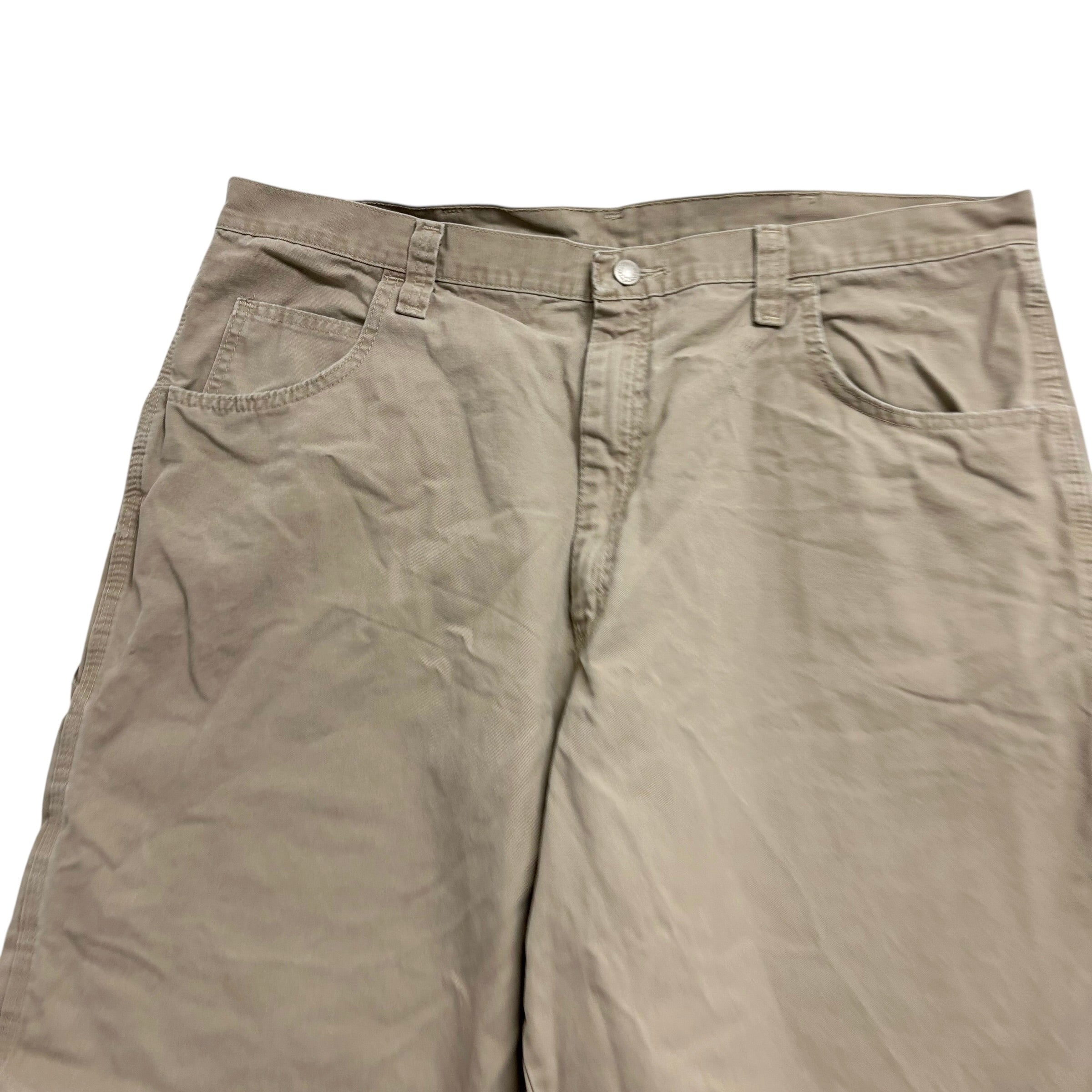 Wrangler Baggy Jorts W40 Mens Beige Canvas Shorts Relaxed Carpenter (E)