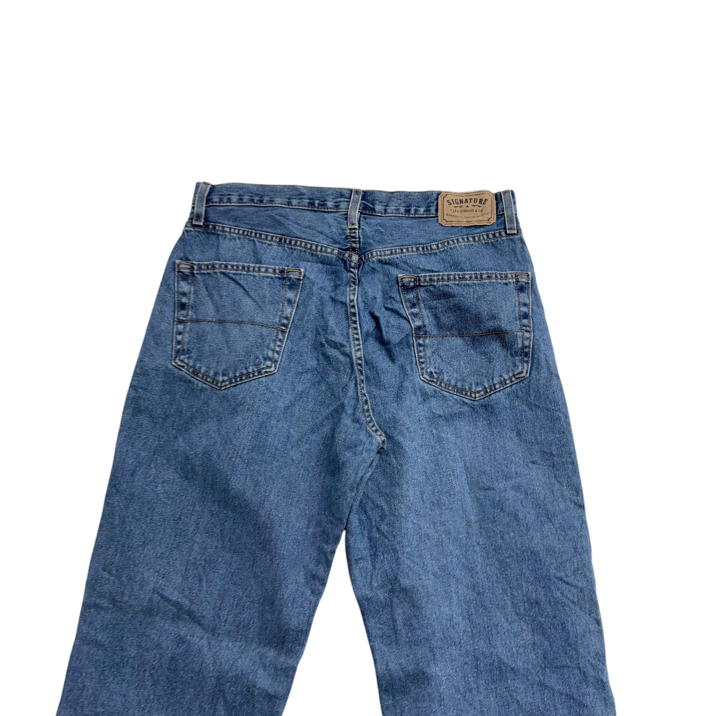 Levis Signature Jeans W36 L32 Mens Mid Blue Relaxed Straight Fit Vintage Denim