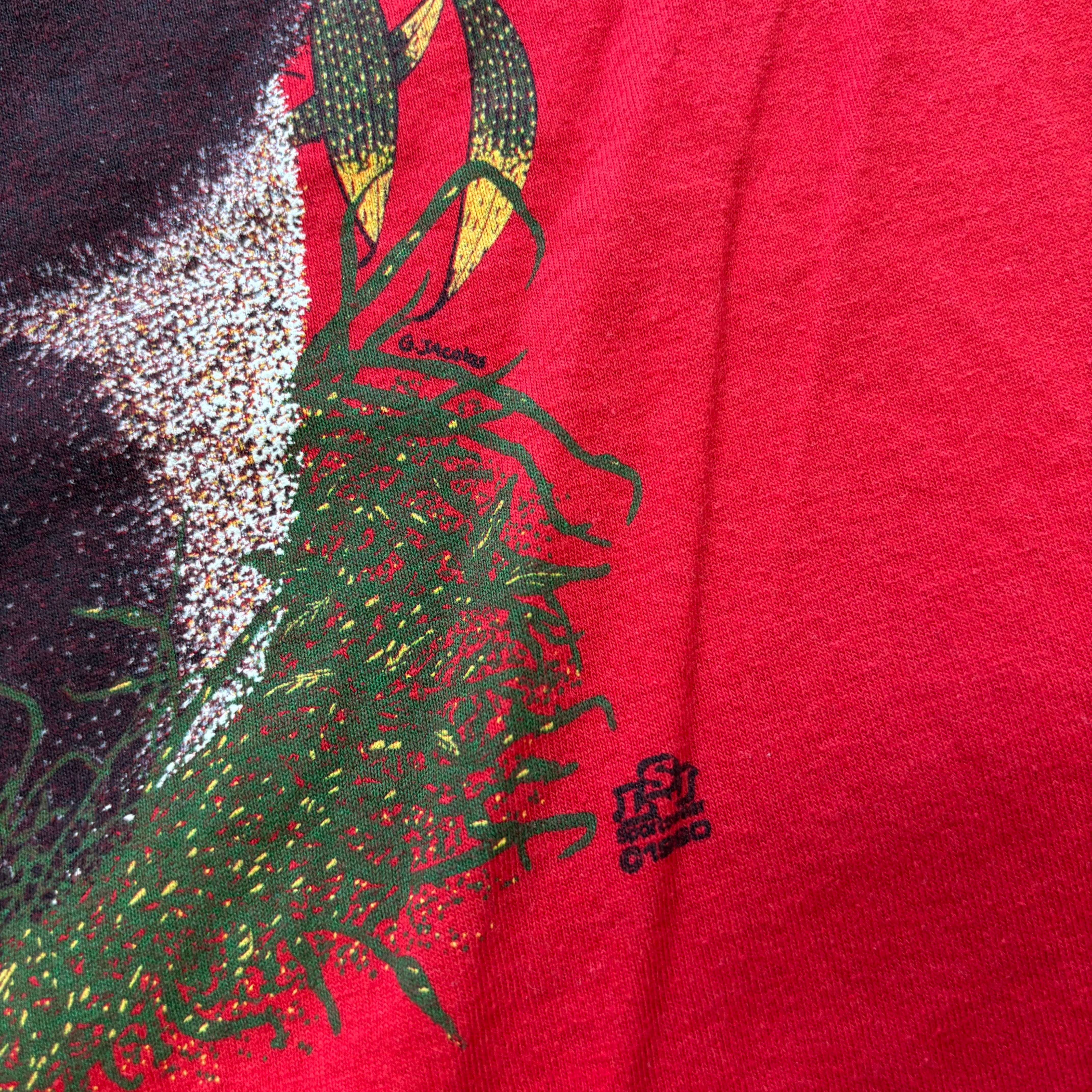 Vintage T Shirt Mens Large Red Single Stitch Graphic Print 90s Panda (E)