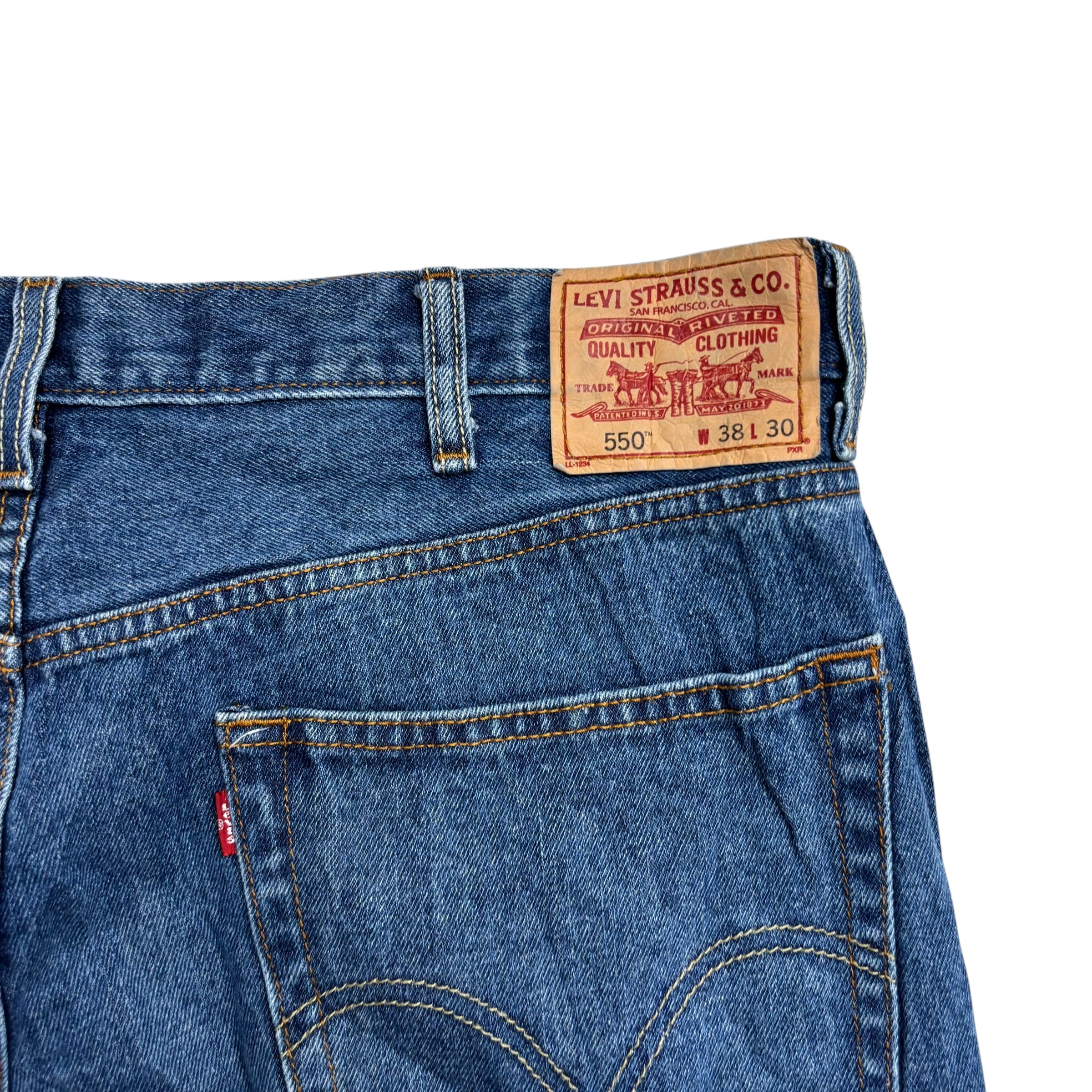 Levis 550 Jeans W38 L30 Mens Mid Blue Baggy Relaxed Straight Vintage Denim (E)