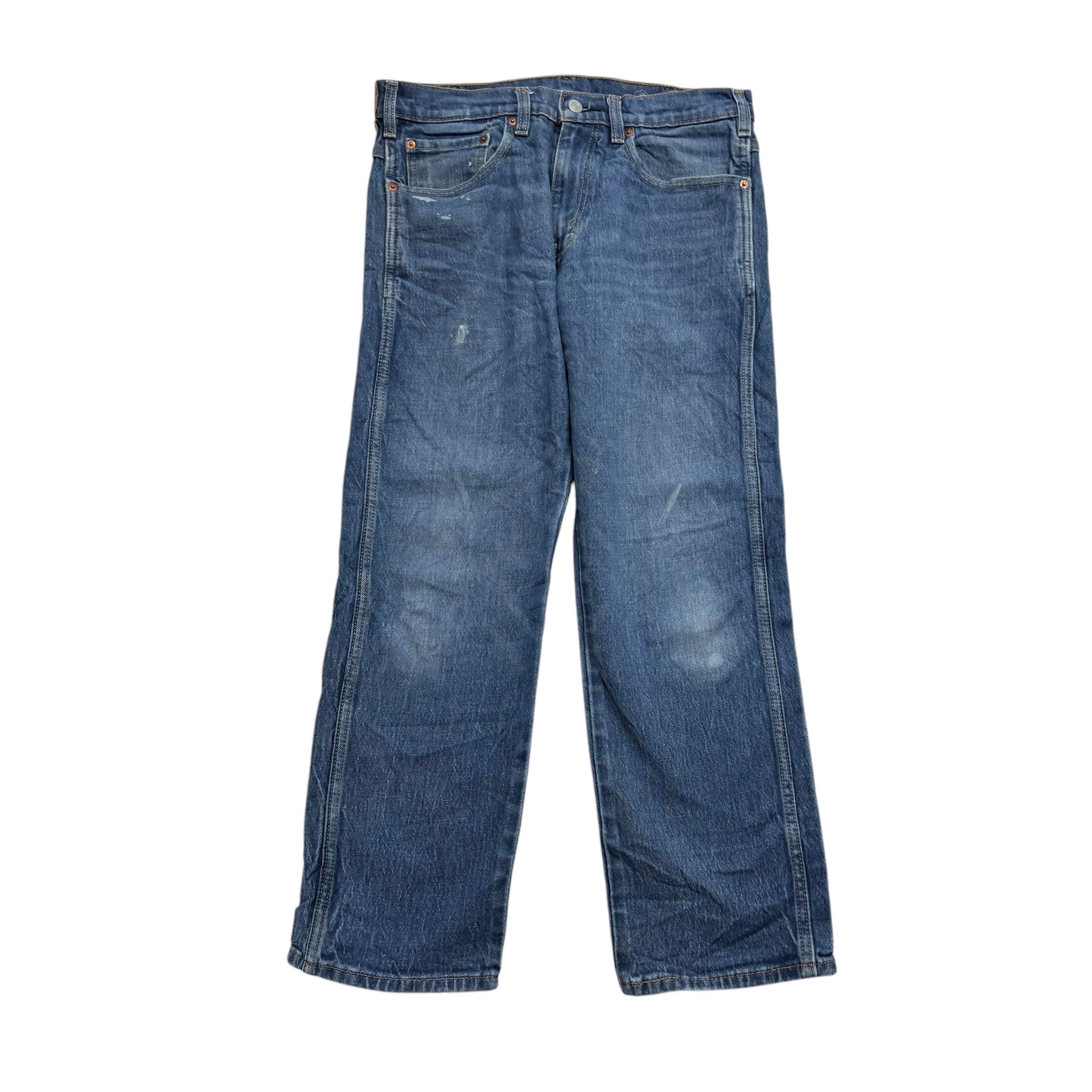 Levis Jeans W32 L29 Mens Mid Blue Regular Straight Fit Stretch Denim (F)