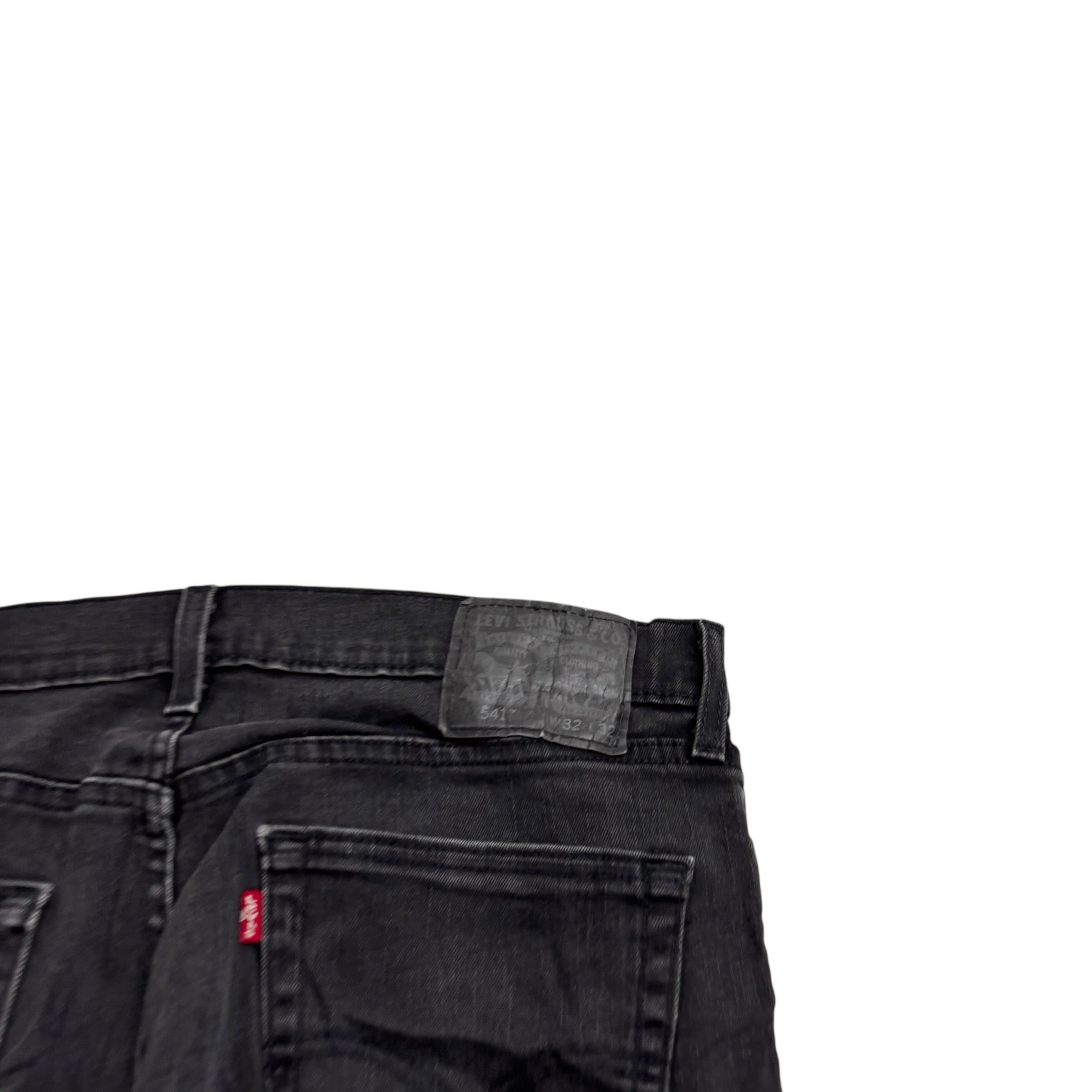 Levis 541 Jeans W32 L32 Mens Black Athletic Tapered Fit Stretch Denim