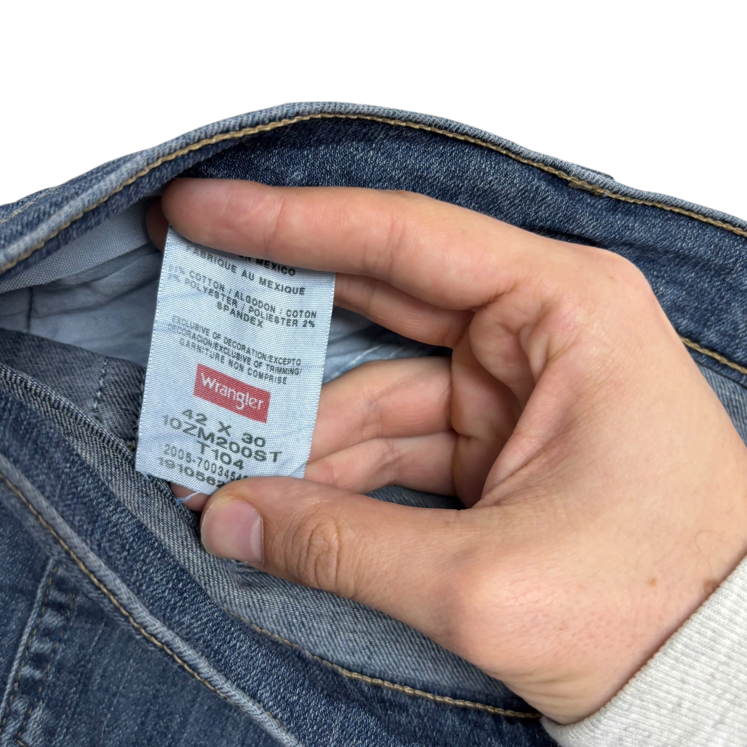 Wrangler Jeans W42 L30 Mens Dark Blue Relaxed Straight Fit Stretch Denim (E)