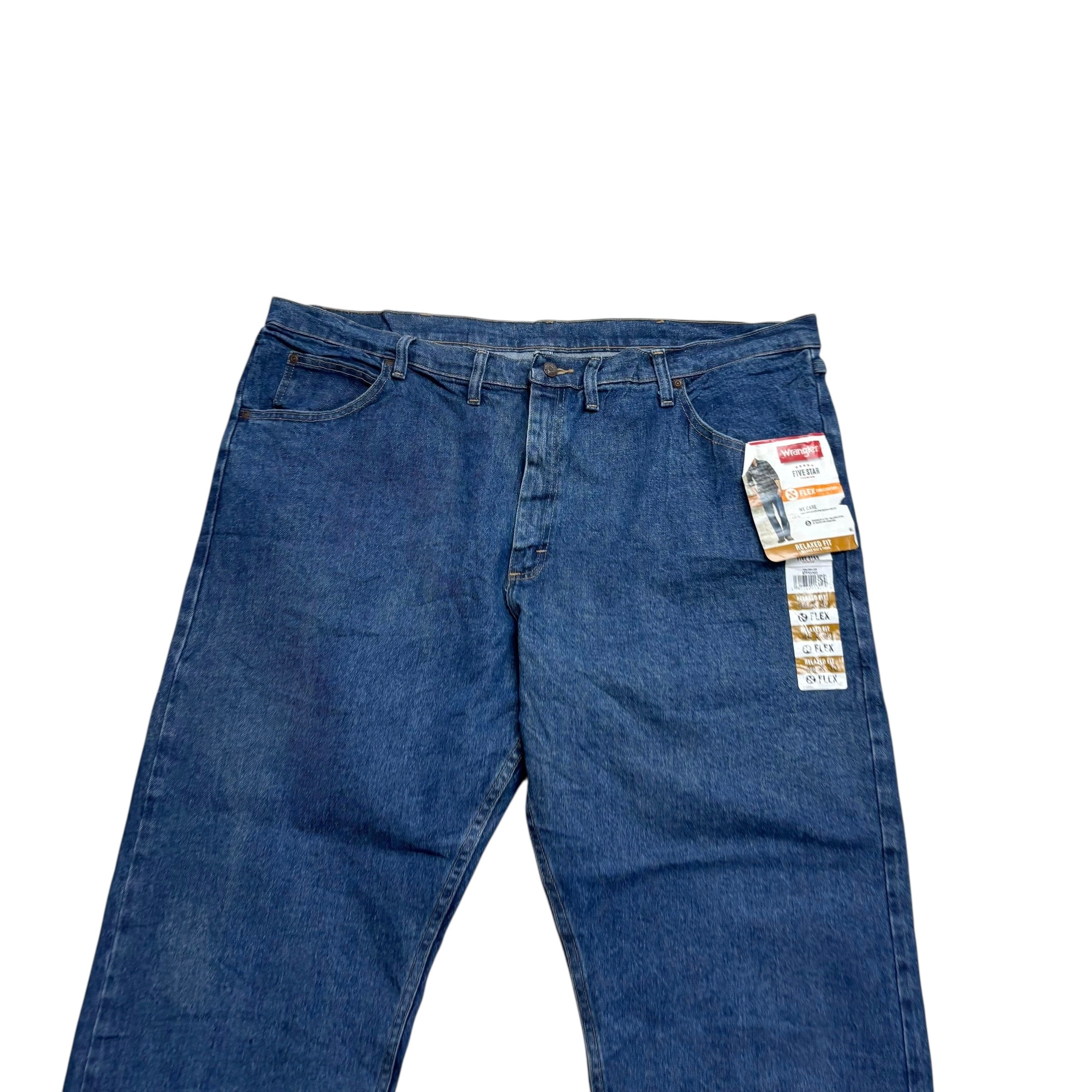 Wrangler Jeans W44 L30 Mens Mid Blue Relaxed Straight Fit Stretch Denim (E)