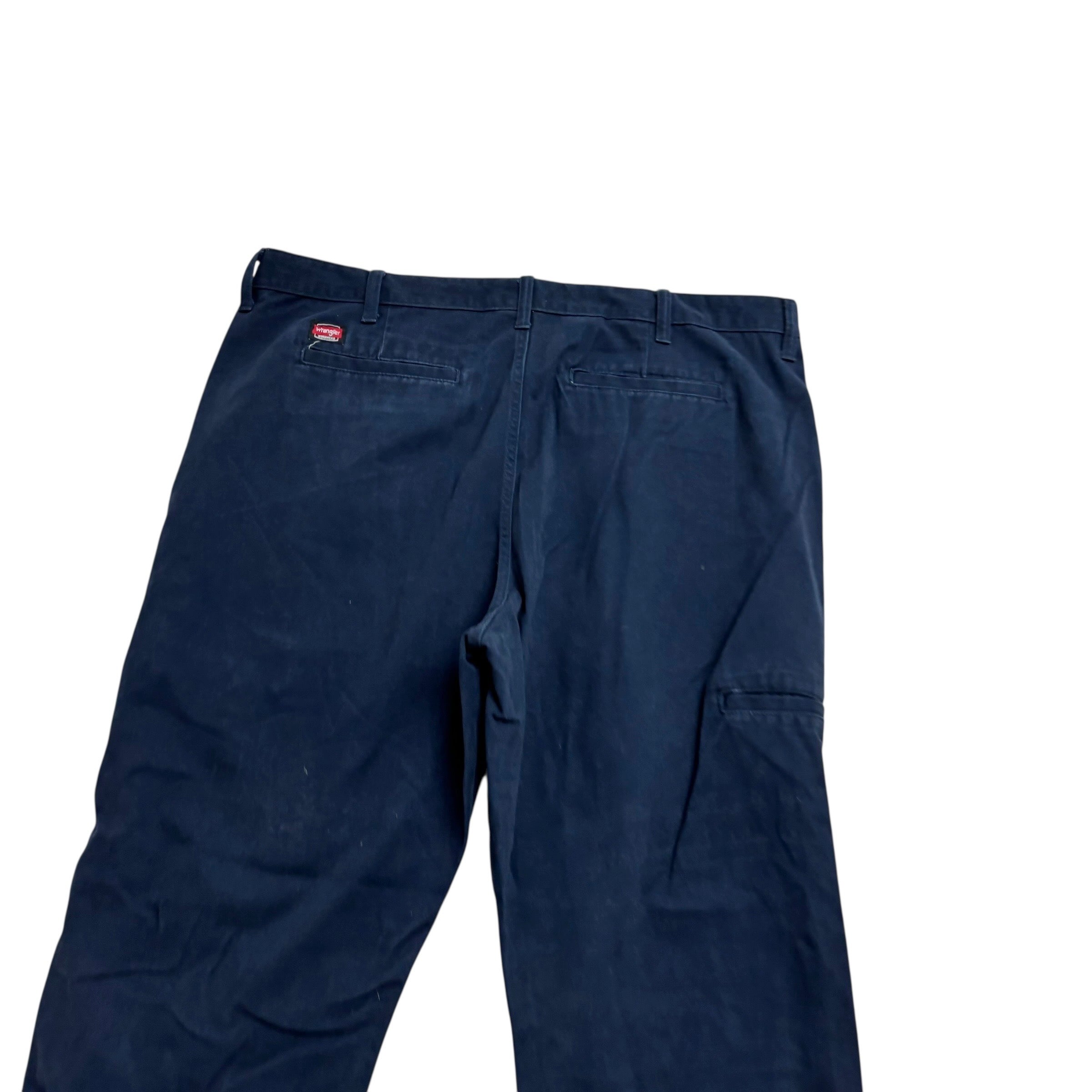 Wrangler Trousers W40 L30 Mens Navy Relaxed Straight Fit Pants