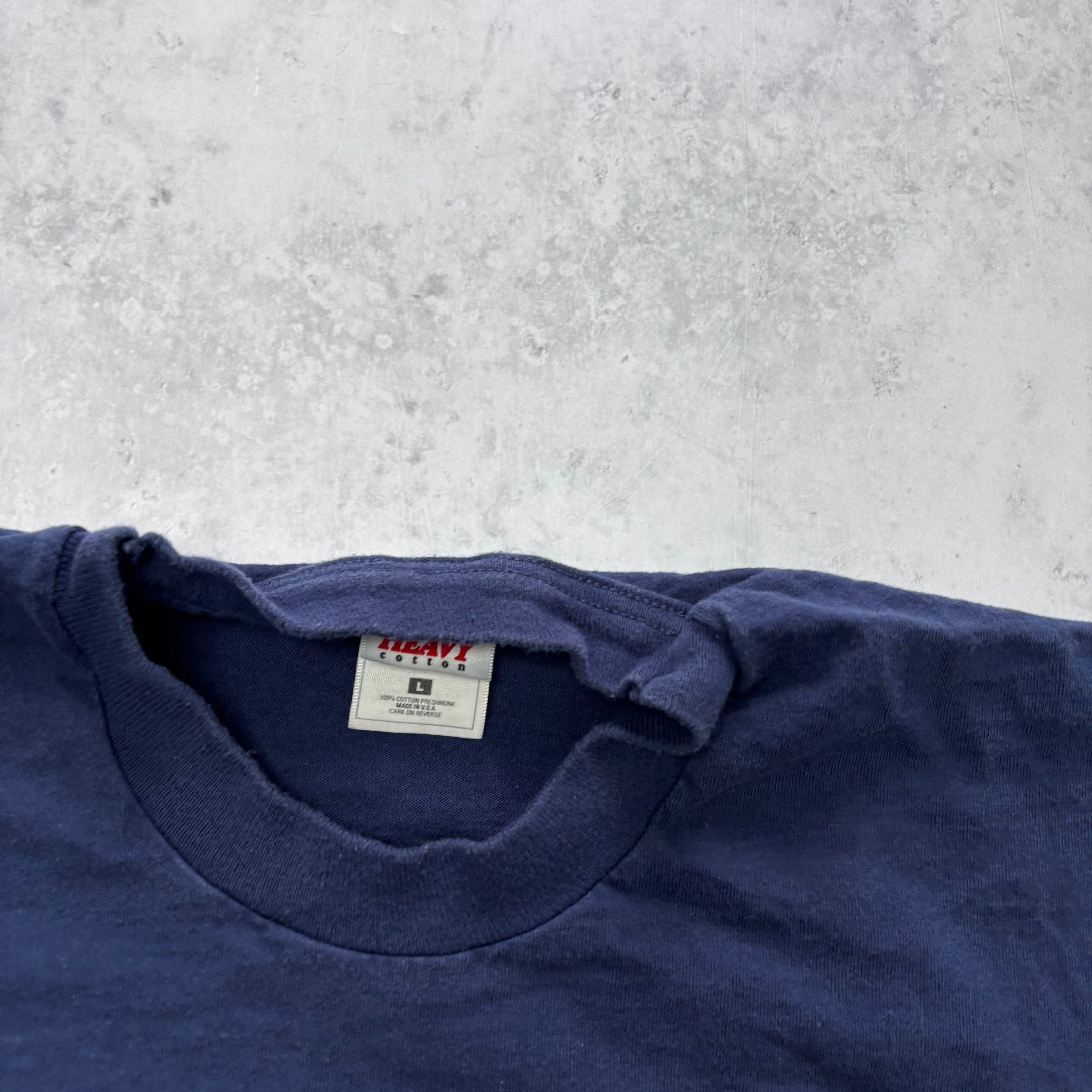 Vintage T Shirt Mens Large Navy Blue Single Stitch Graphic Print 90s USA Tourist (F)