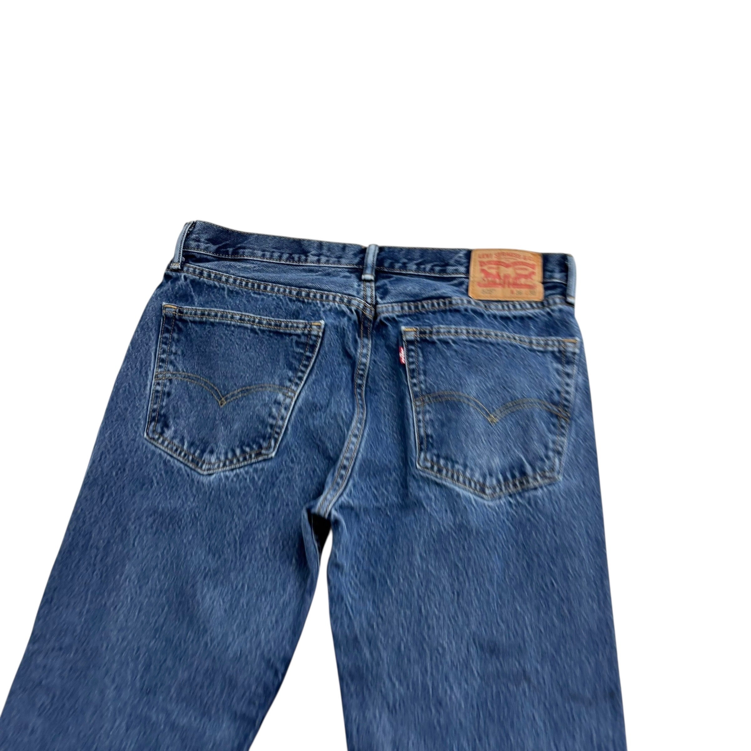 Levis 505 Jeans W35 L31 Mens Mid Blue Regular Straight Fit Vintage Denim (F)