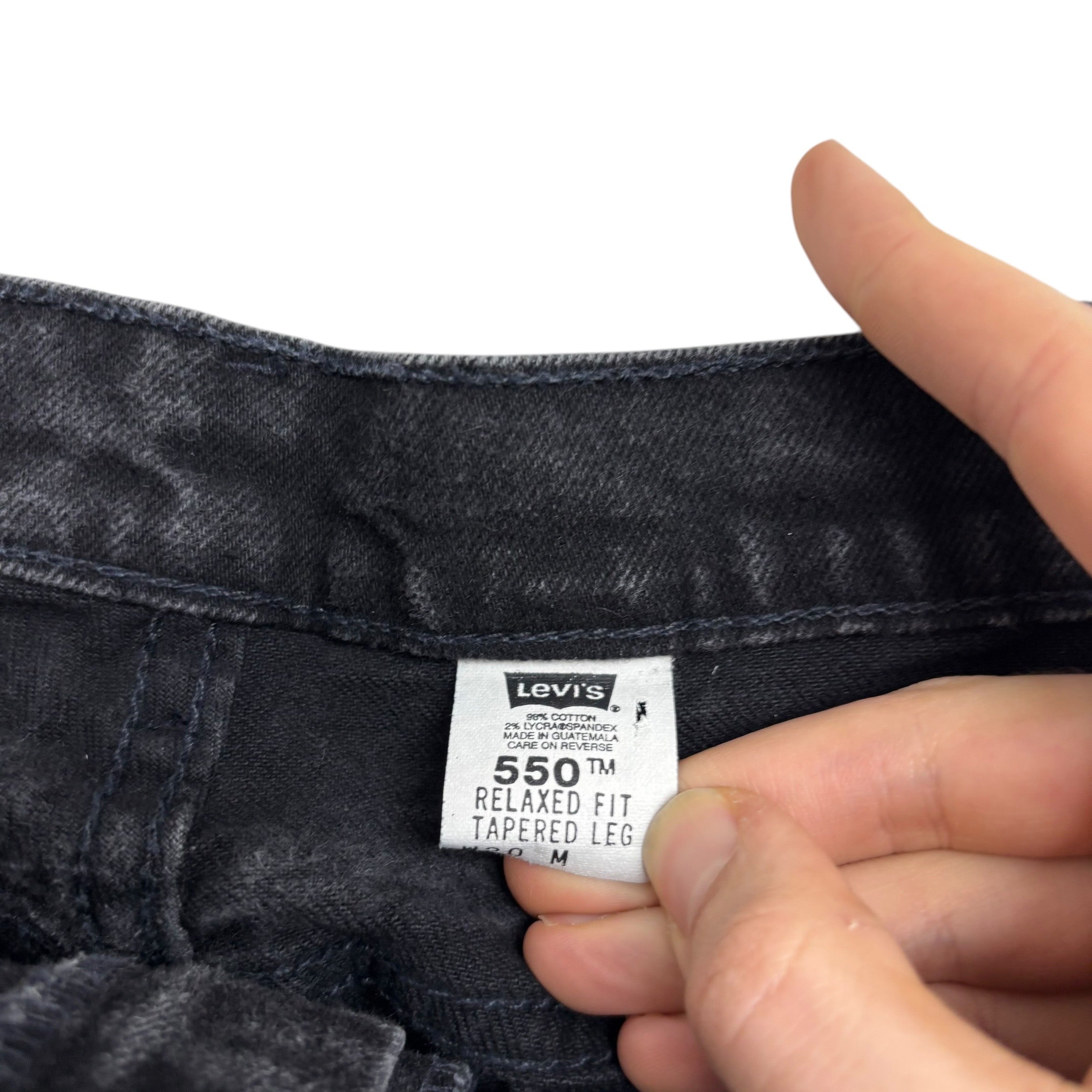 Levis 550 Jeans W38 L30 Womens Black Relaxed Taper Mom Fit Vintage Stretch Denim