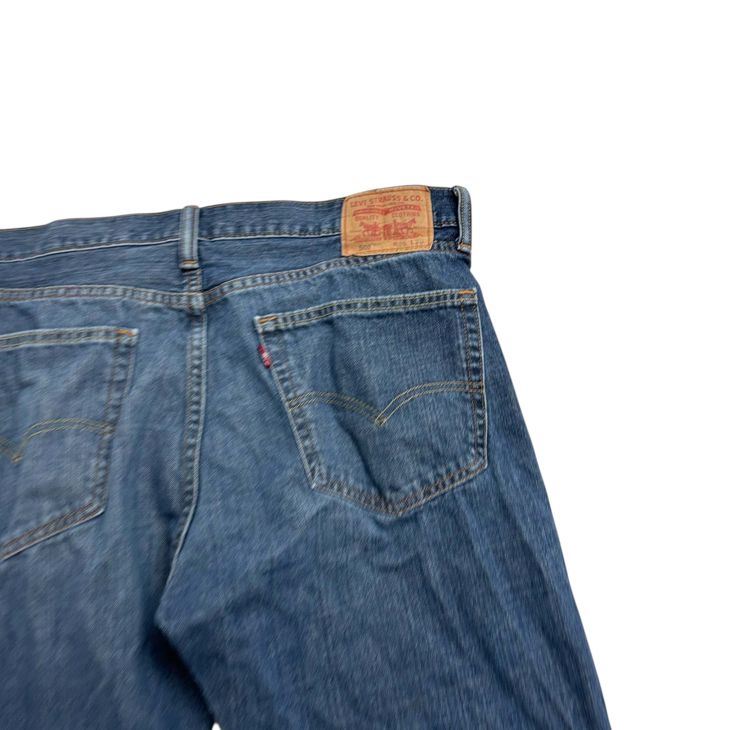 Levis 505 Jeans W36 L30 Mens Dark Blue Regular Straight Fit Vintage Denim