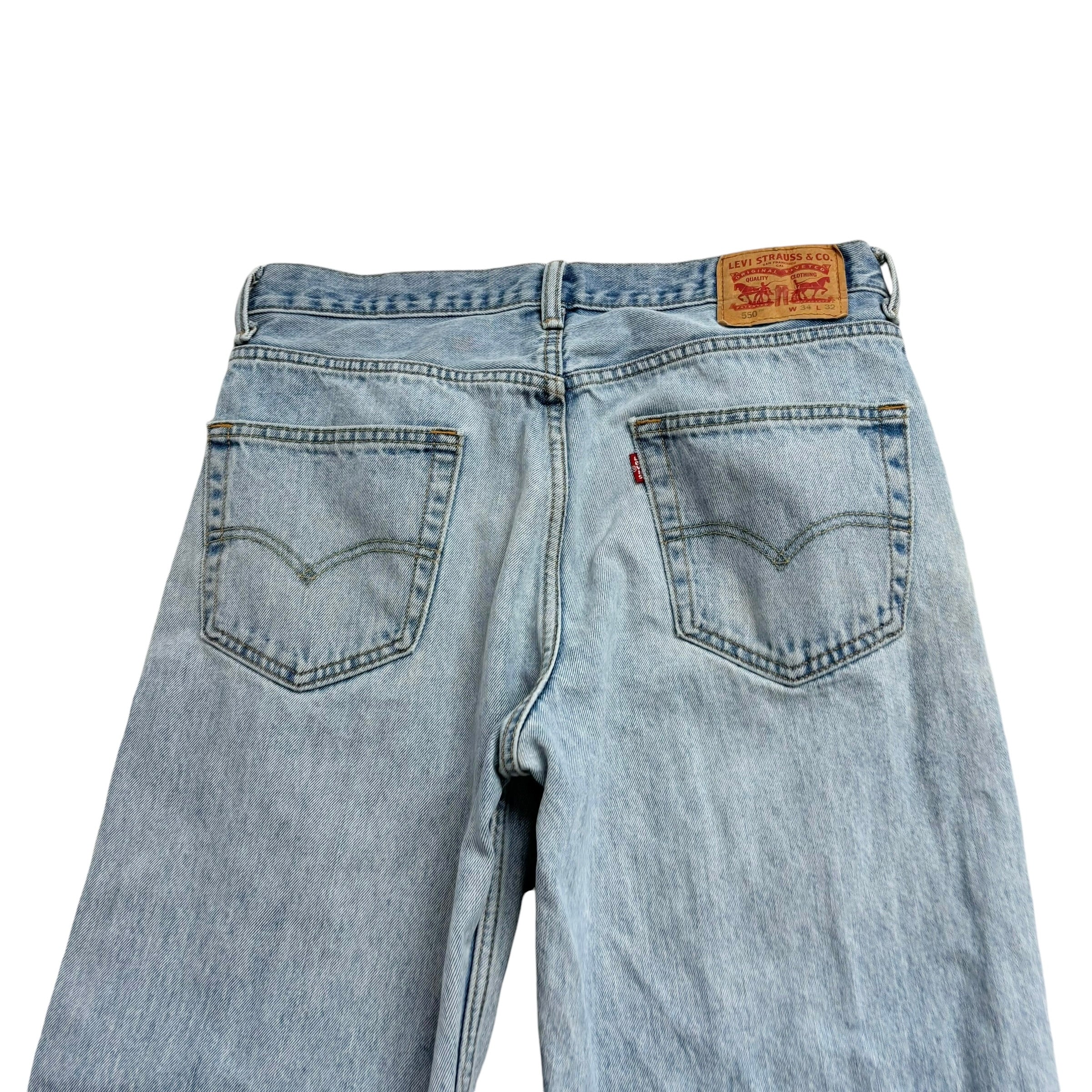 Levis 550 Jeans W34 L32 Mens Light Blue Baggy Relaxed Straight Fit Denim