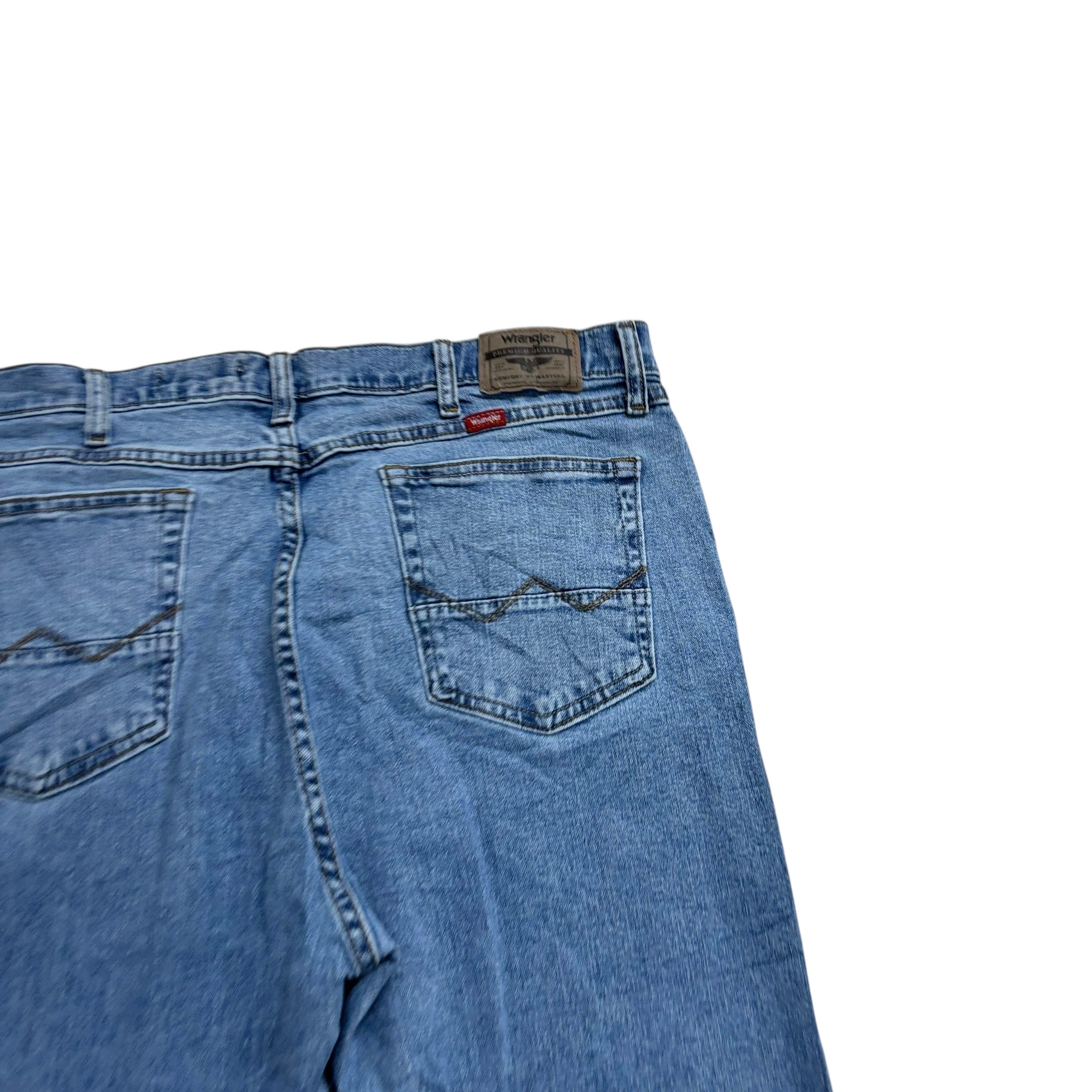 Wrangler Jeans W42 L30 Mens Light Blue Regular Straight Fit Stretch Denim (E)