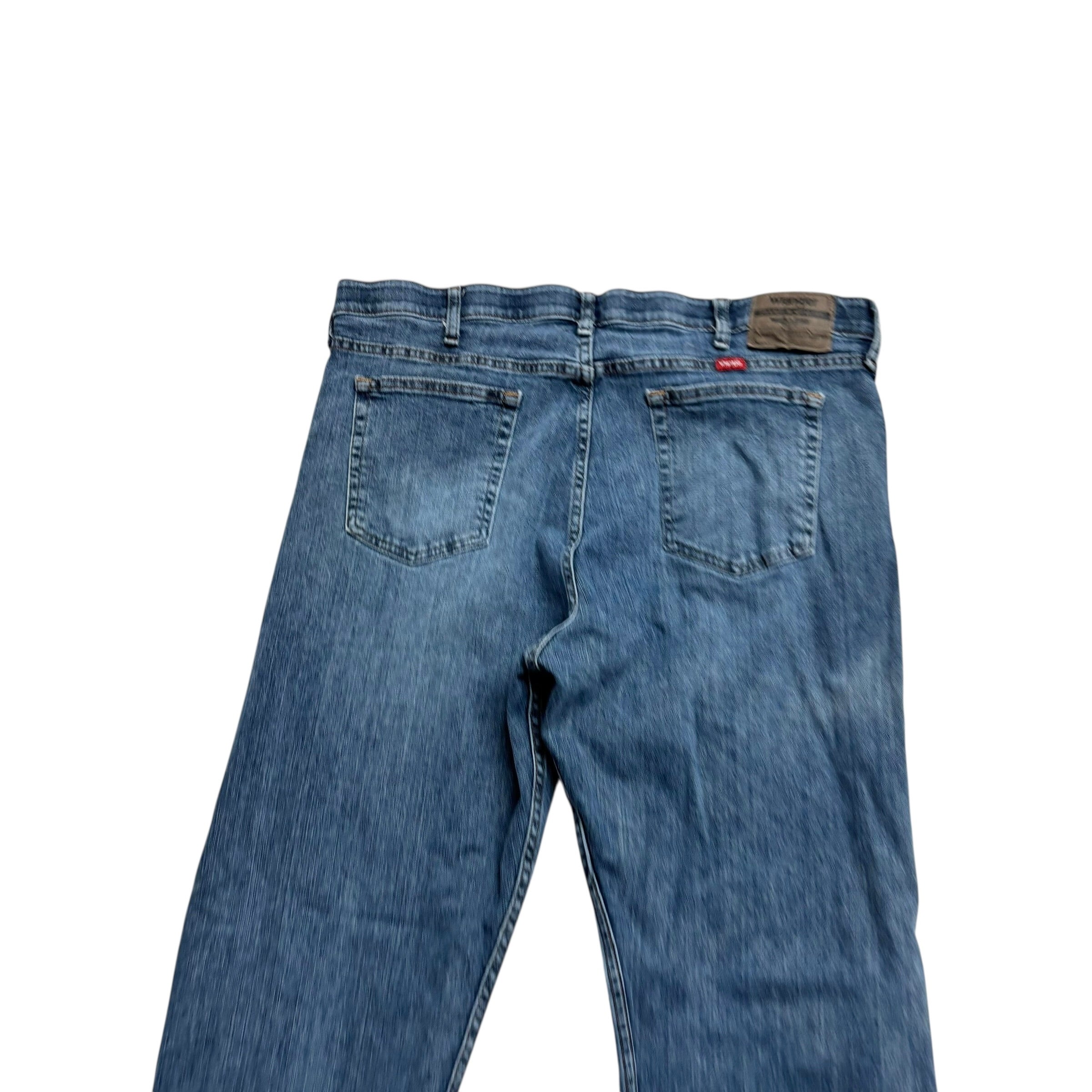 Wrangler Jeans W38 L32 Mens Mid Blue Regular Straight Fit Stretch Denim