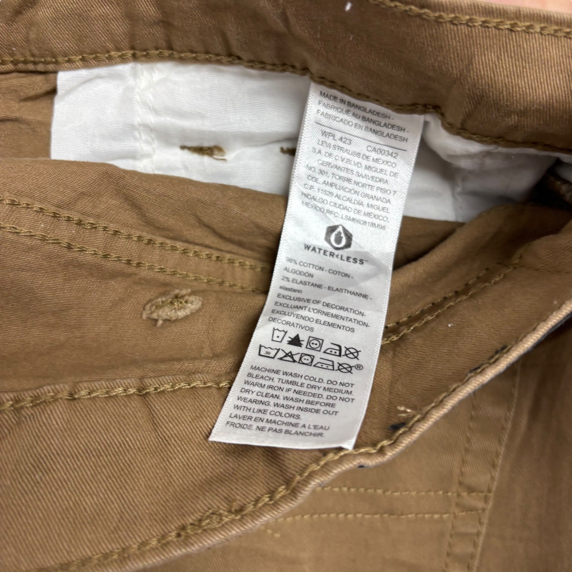 Levis Signature Trousers W38 L30 Mens Brown Athletic Fit Stretch Pants (E)
