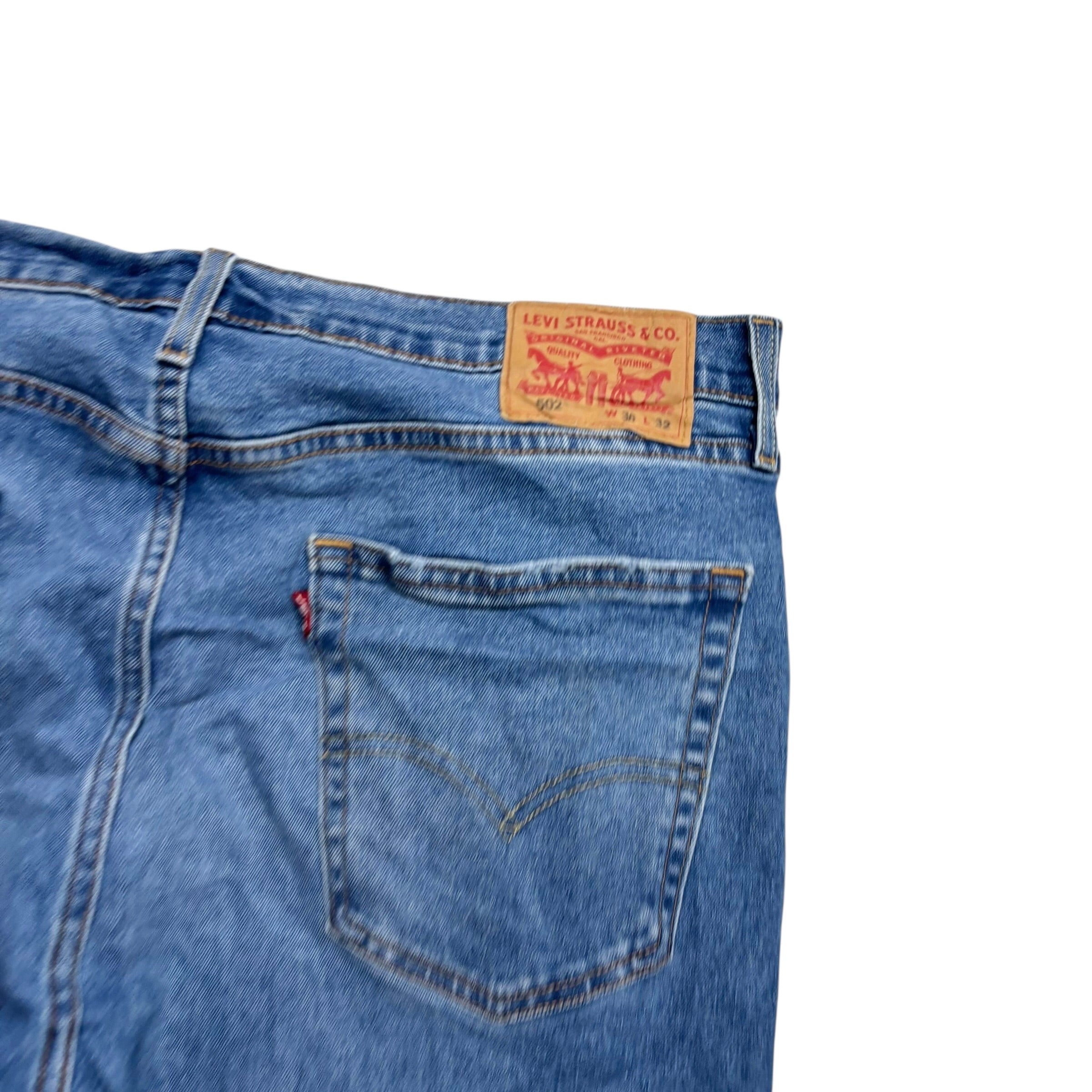 Levis 502 Jeans W36 L32 Mens Mid Blue Regular Tapered Fit Stretch Denim