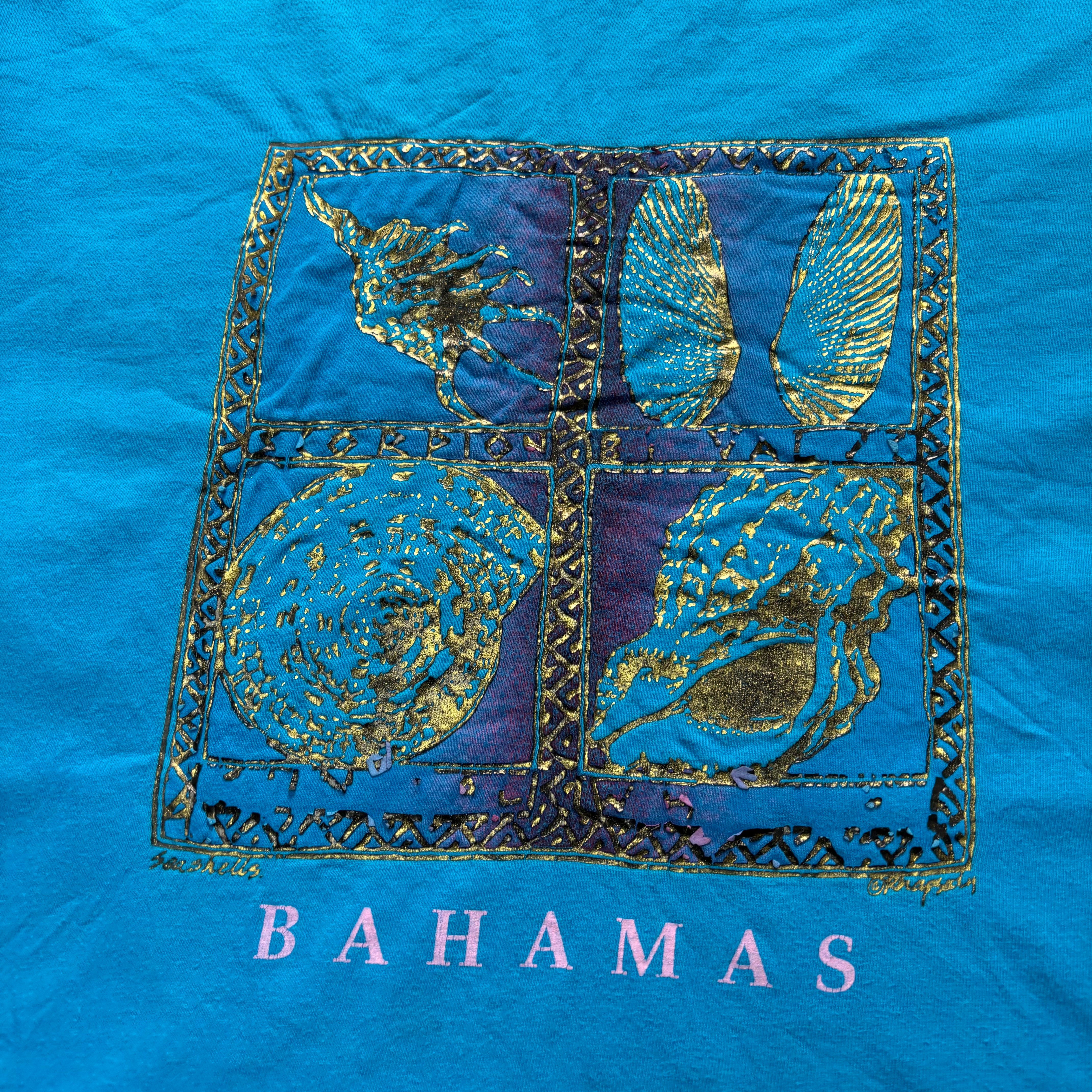 Vintage T Shirt Mens XL Blue Single Stitch Graphic Print 90s Tourist Beefy (E)