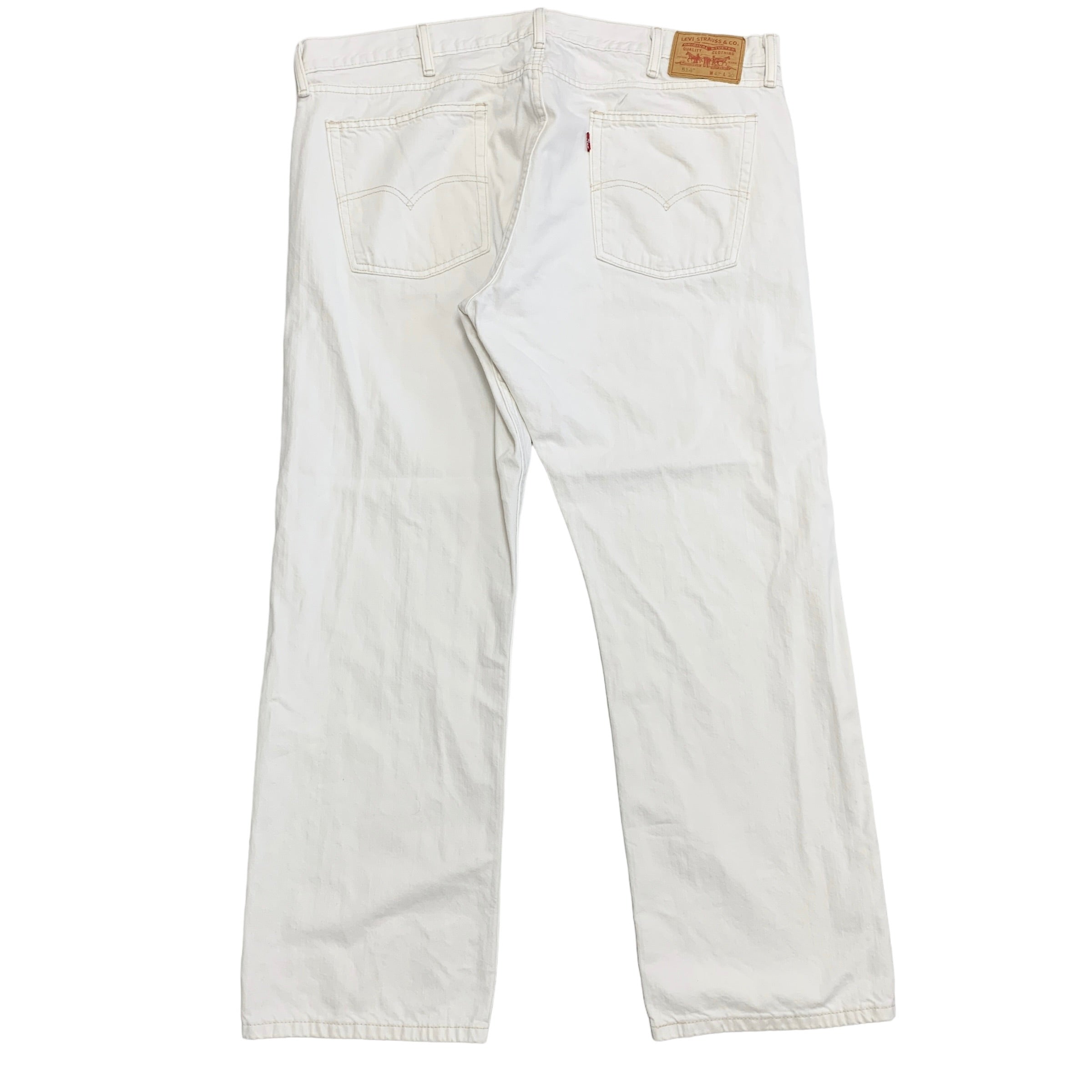 Levis 514 Jeans W42 L30 Mens White Regular Straight Fit Denim