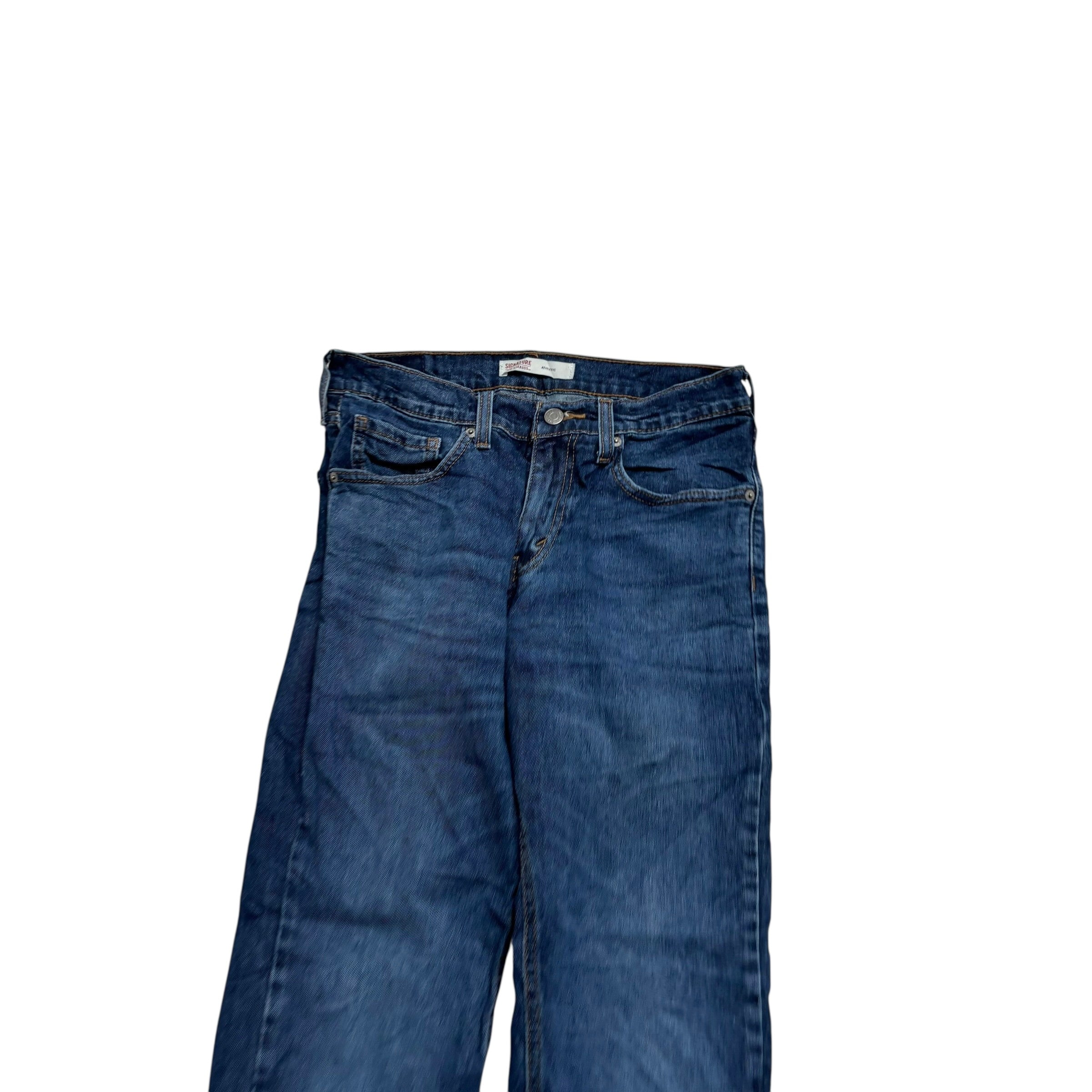 Levis Signature Jeans W28 L30 Mens Dark Blue Athletic Tapered Stretch Denim (E)