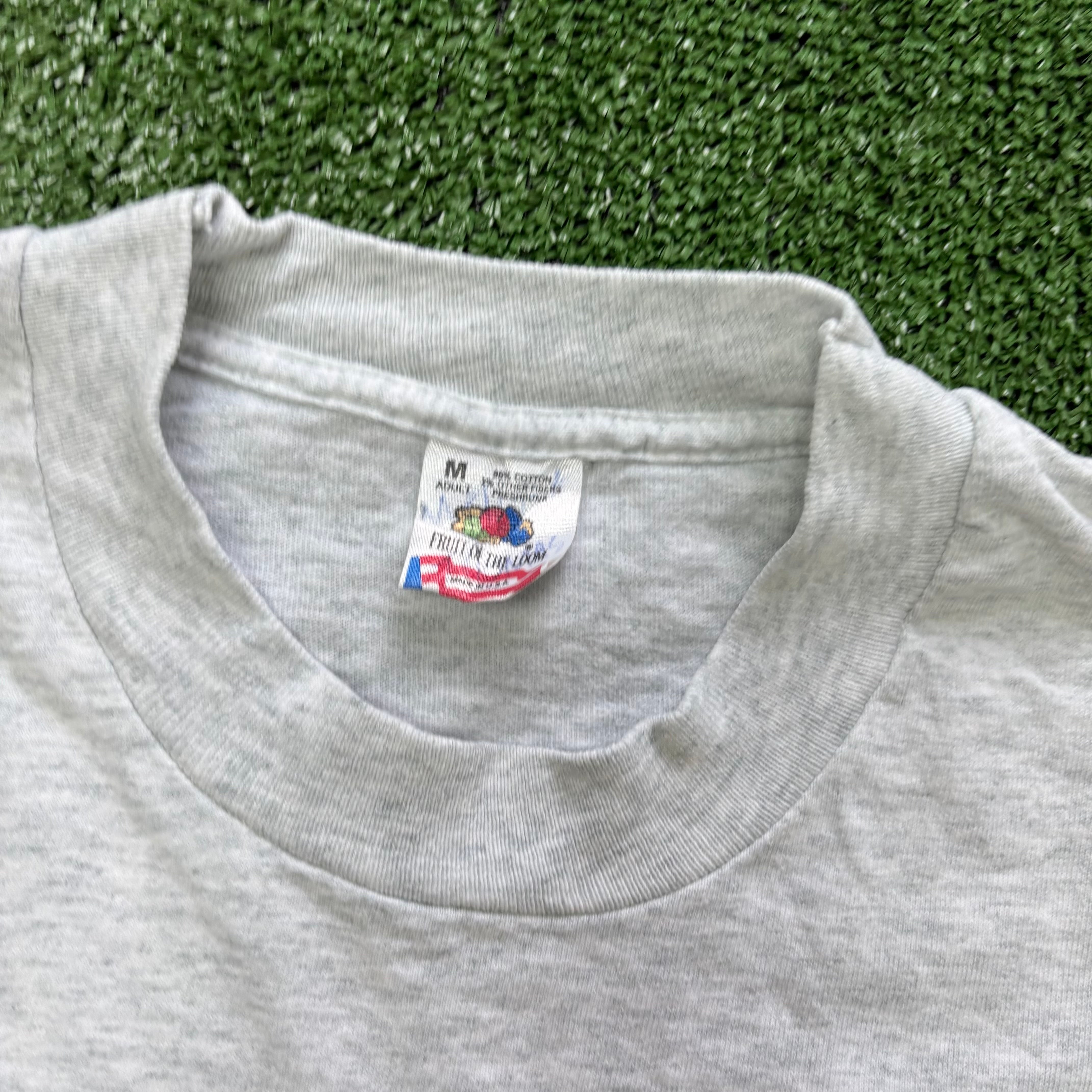 Vintage T Shirt Mens Medium Grey Single Stitch Graphic Print 90s USA