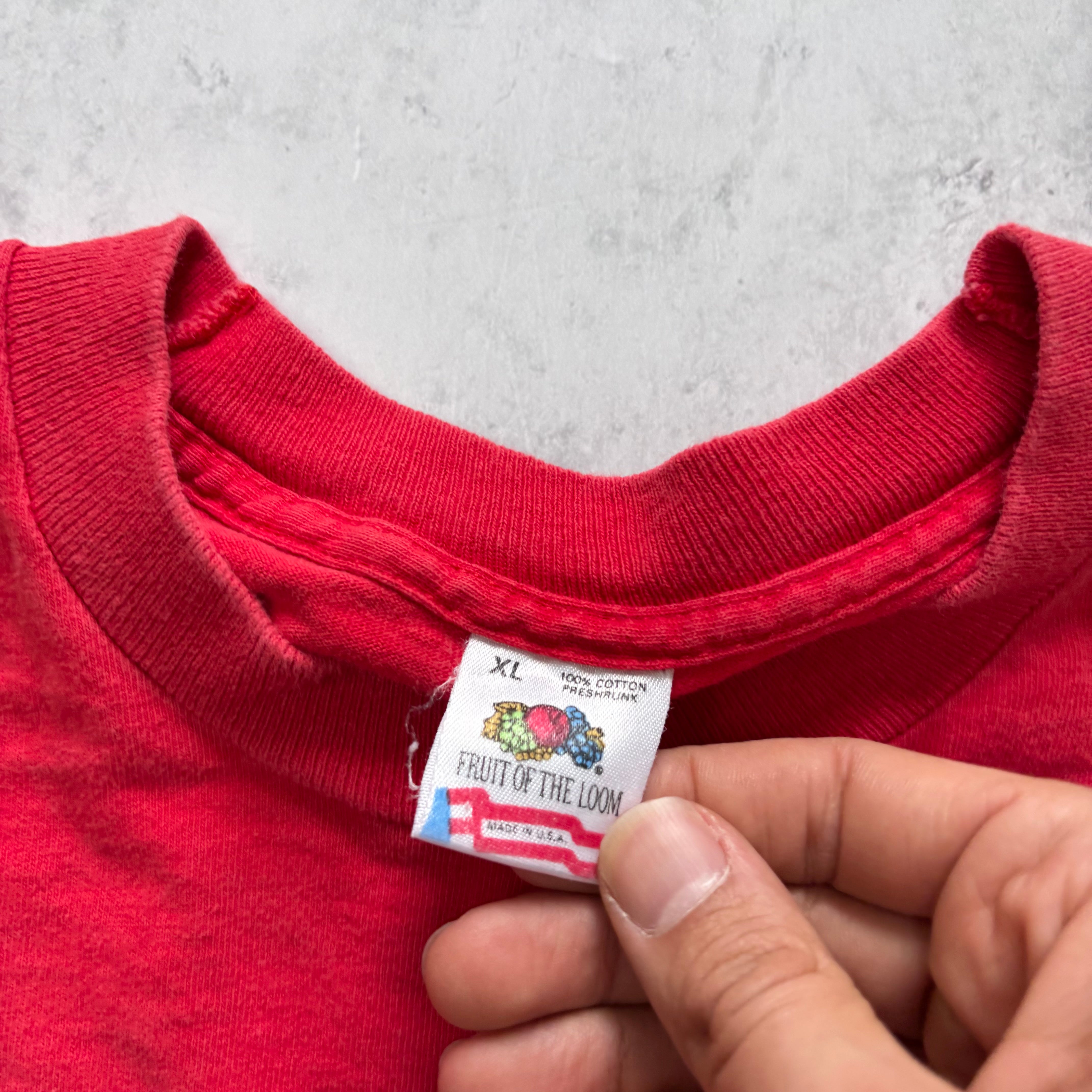 Vintage T Shirt Mens Large Red Single Stitch Graphic Print 90s USA