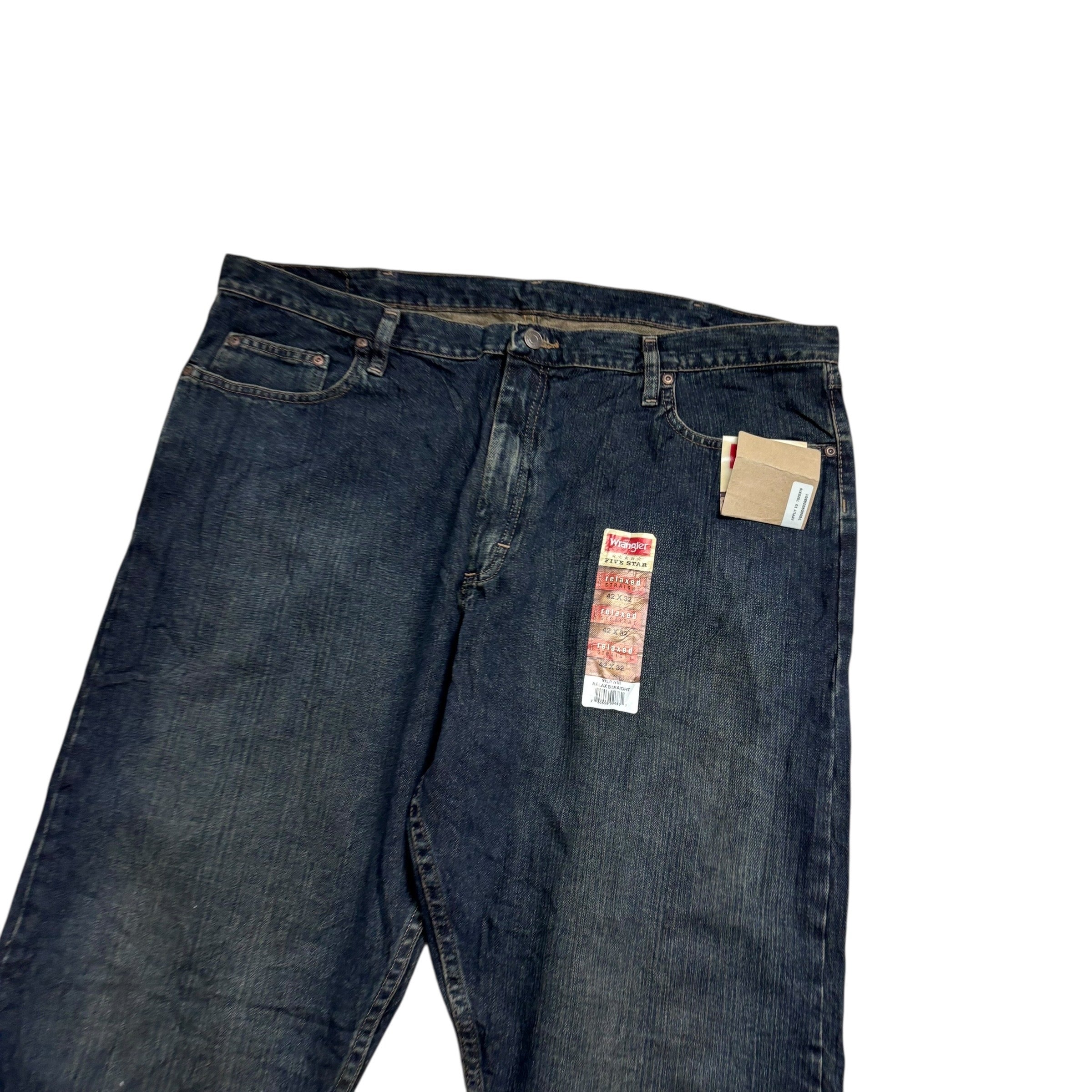 Wrangler Jeans W42 L32 Mens Dark Blue Baggy Relaxed Straight Fit Denim (E)