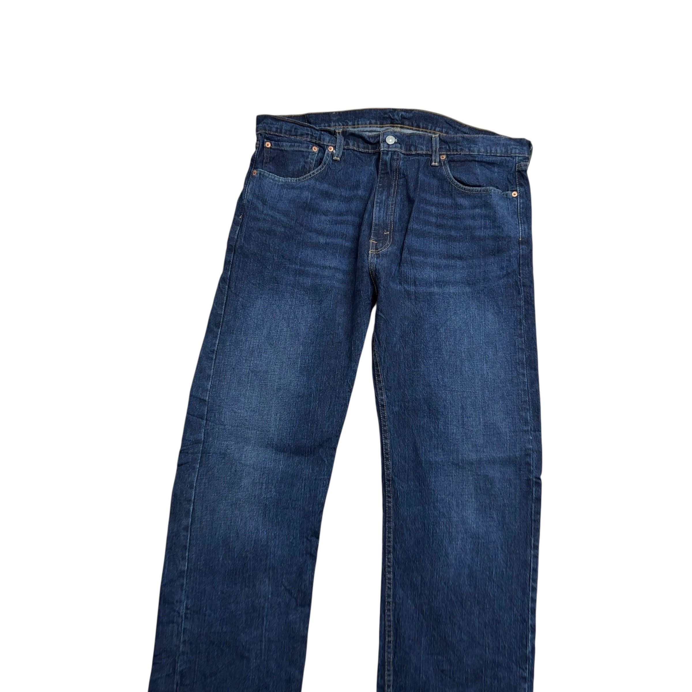 Levis 505 Jeans W40 L34 Mens Dark Blue Regular Straight Fit Stretch Denim (E)