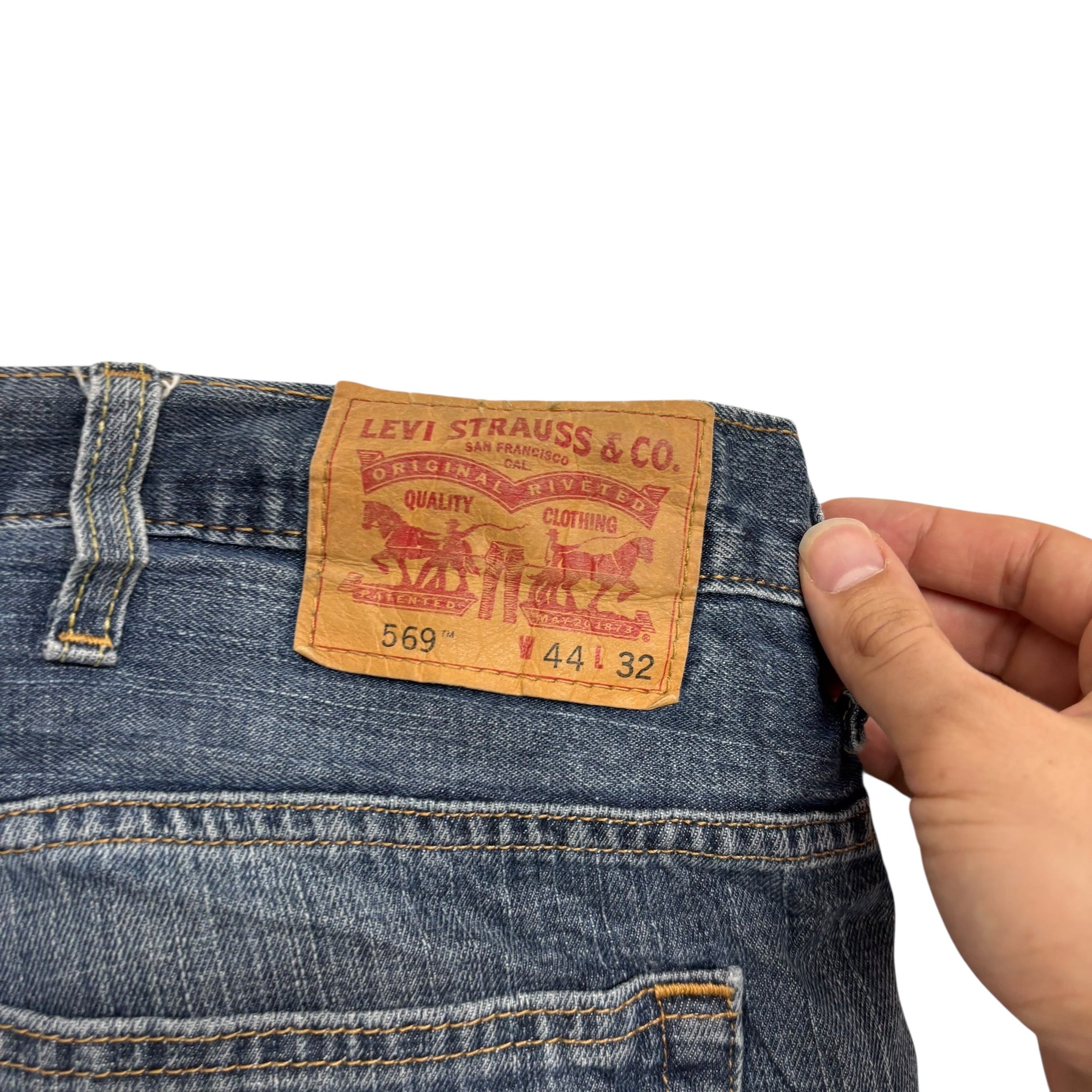 Levis 569 Jeans W46 L32 Mens Dark Blue Baggy Relaxed Straight Fit Denim