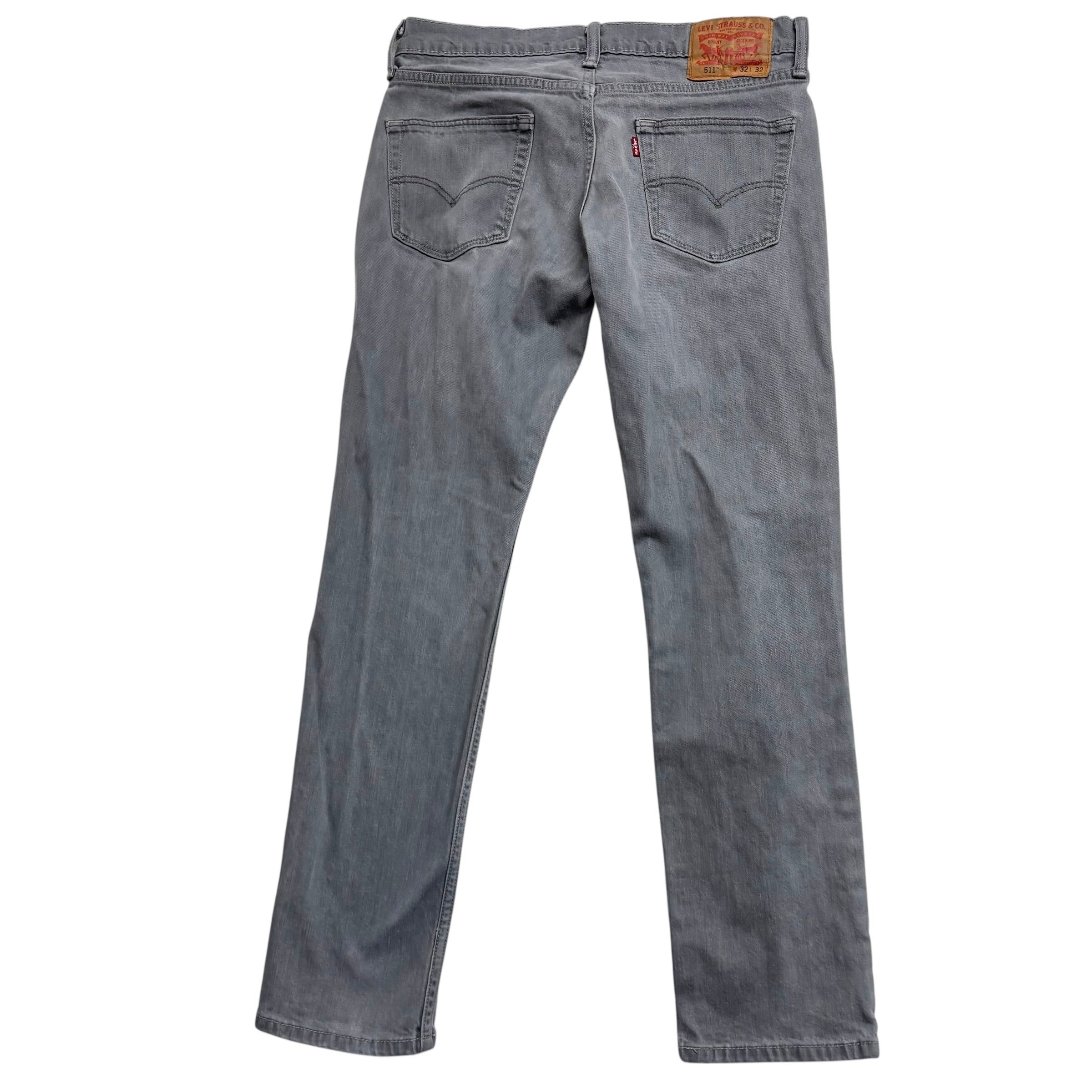 Levis 511 Jeans W32 L29 Mens Grey Slim Fit Stretch Denim (E)