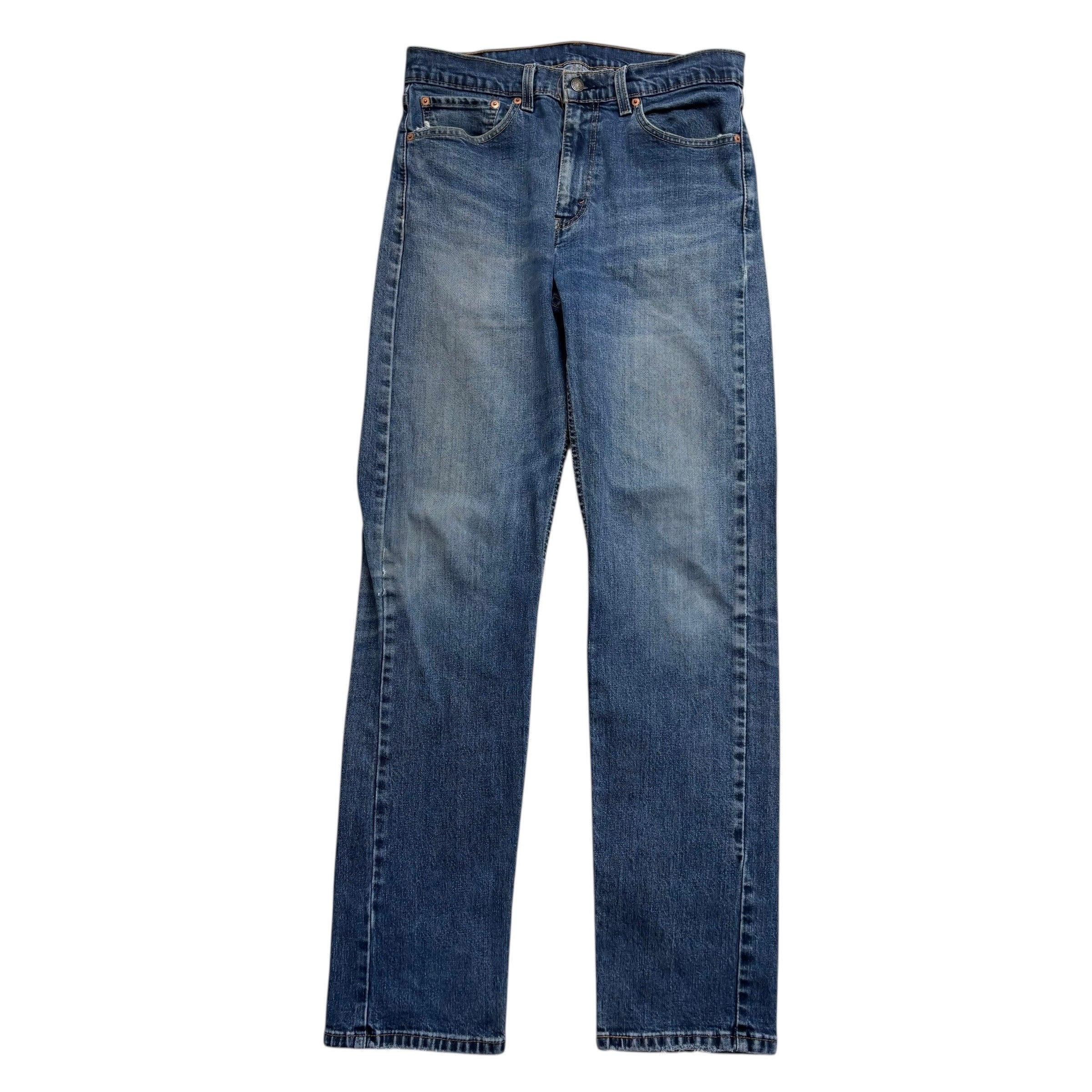 Levis 505 Jeans W34 L36 Mens Mid Blue Regular Straight Fit Stretch Denim (F)