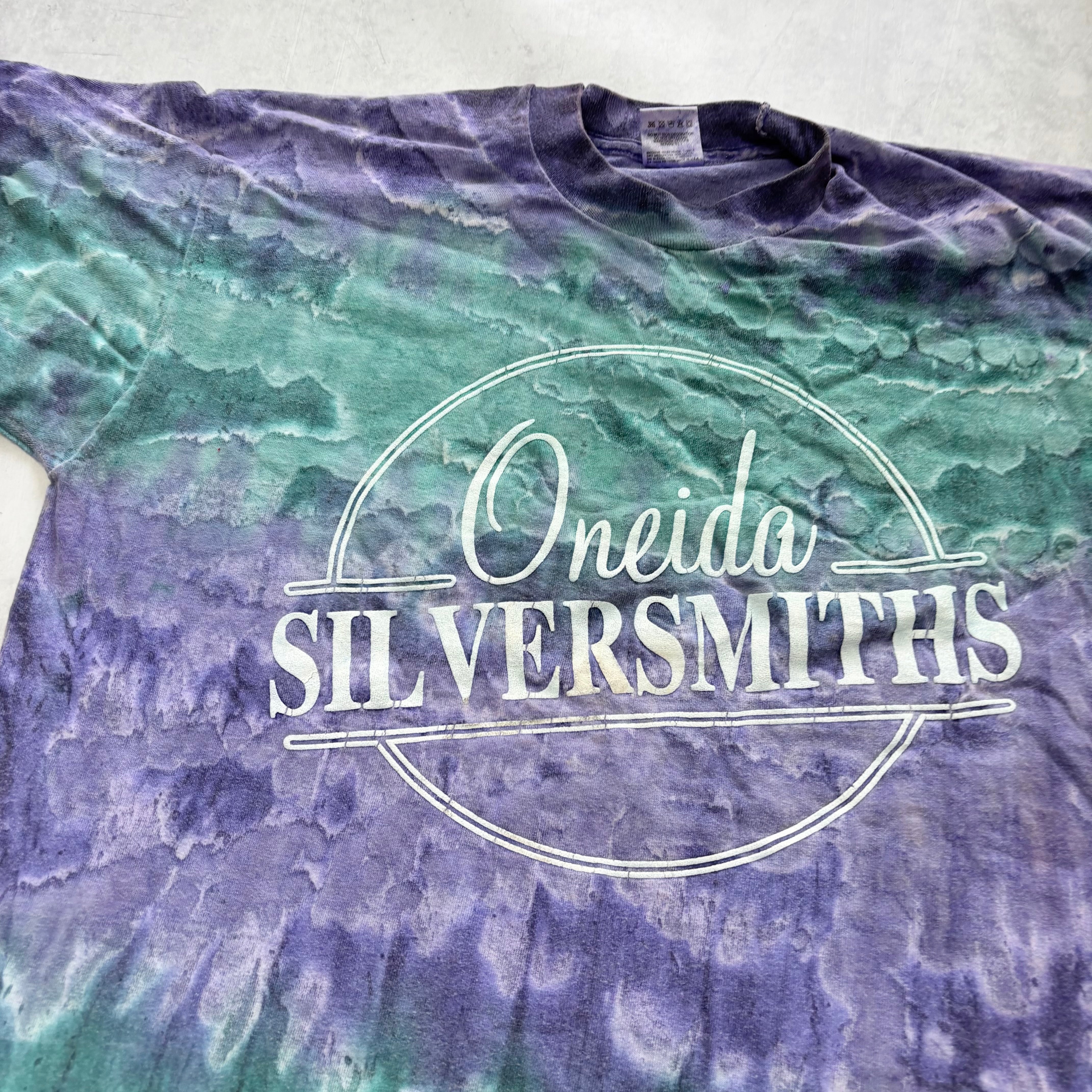 Vintage T Shirt Mens Medium Purple Tie Die Single Stitch Graphic Print 90s USA