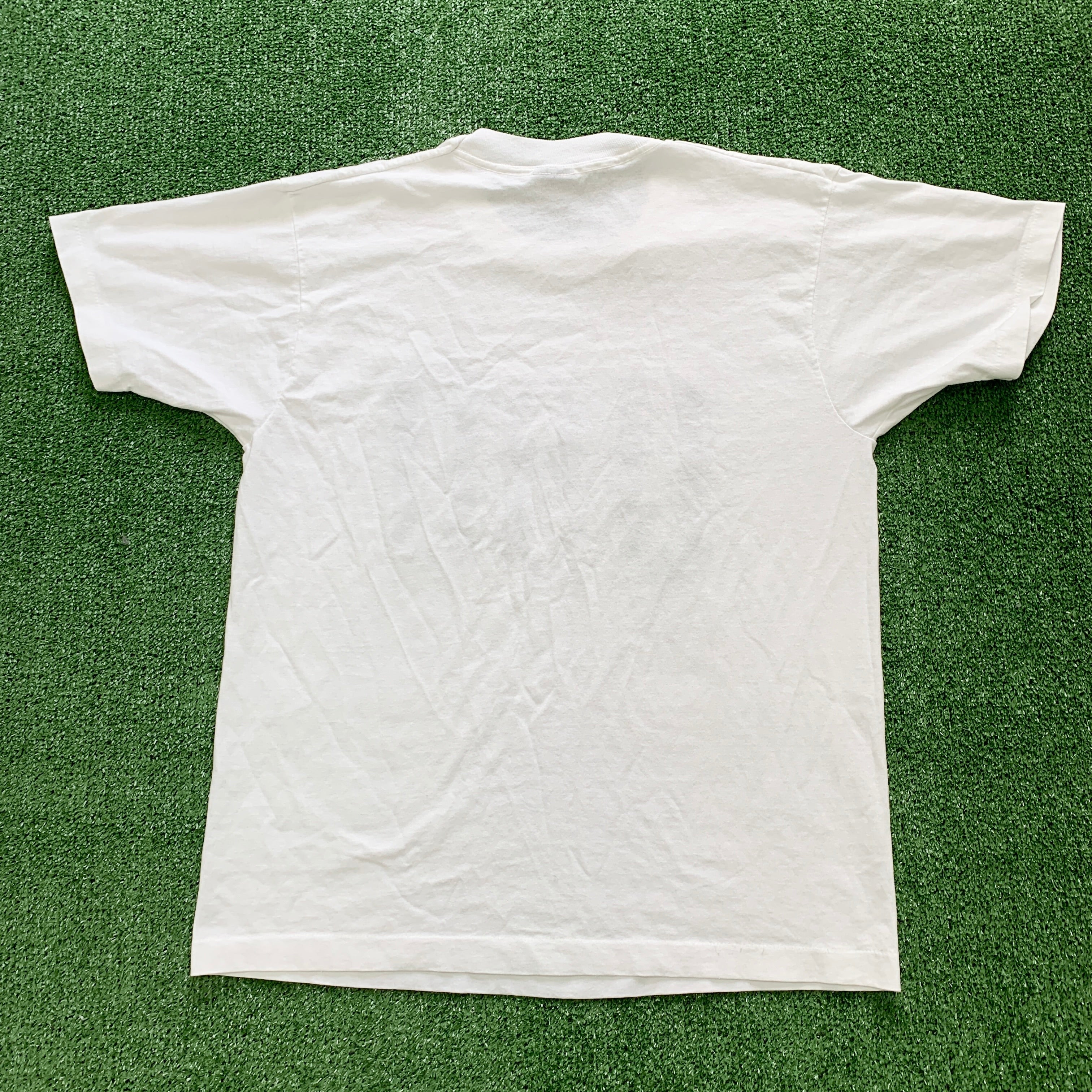 Vintage T Shirt Mens Medium White Single Stitch Graphic Print 90s USA