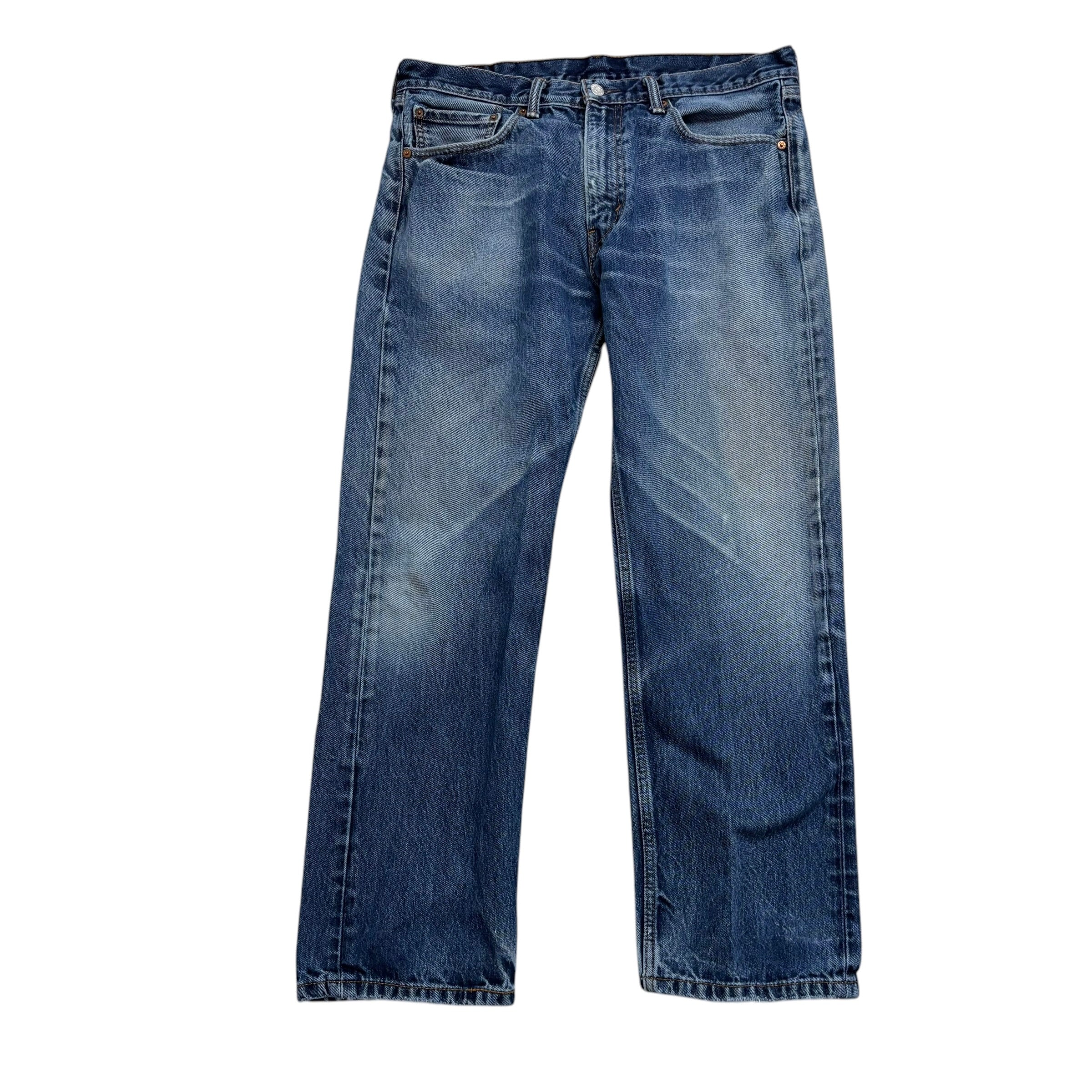 Levis 505 Jeans W36 L30 Mens Mid Blue Regular Straight Fit Denim (F)