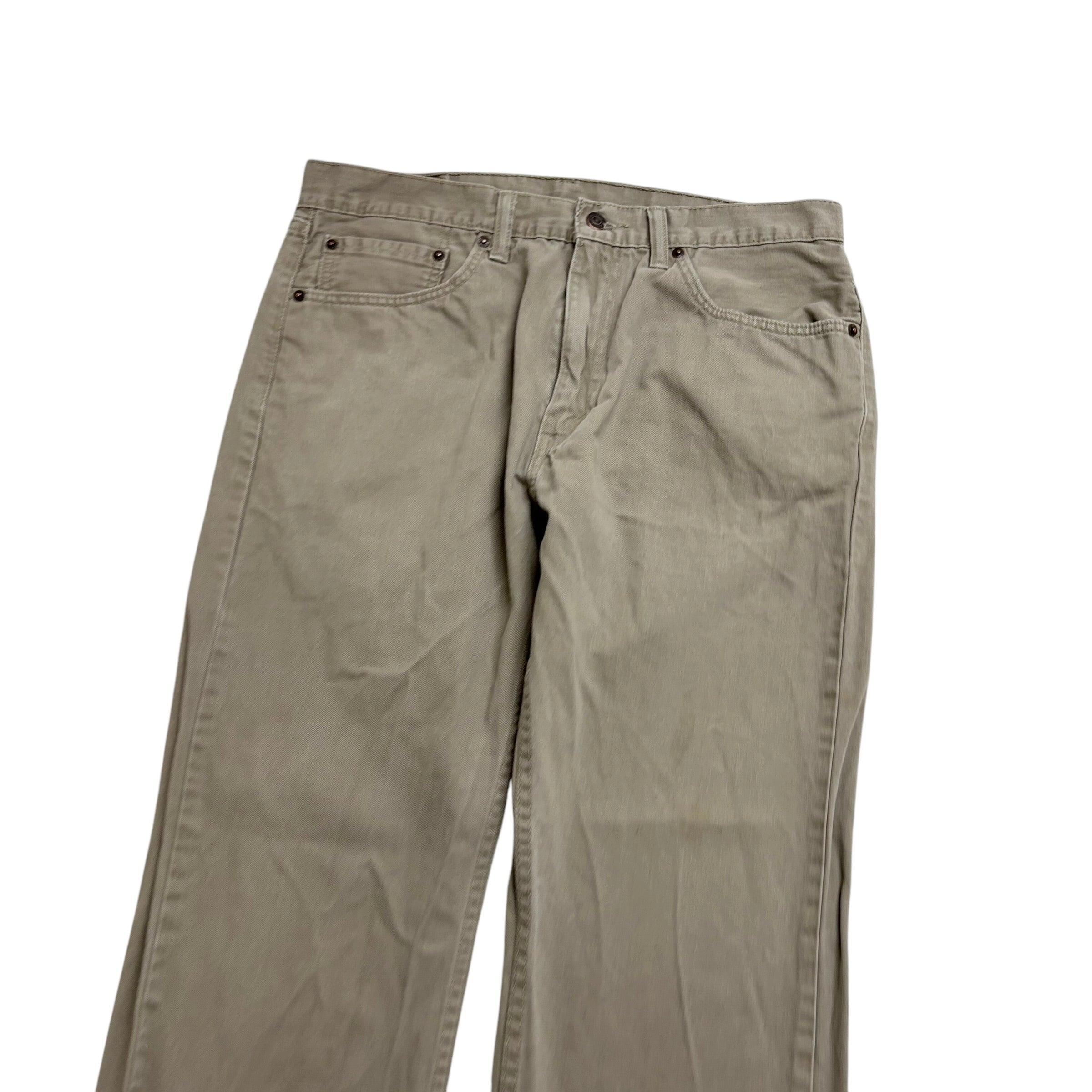 Levis 505 Trousers W34 L30 Mens Beige Regular Straight Fit Cotton Pants (E)