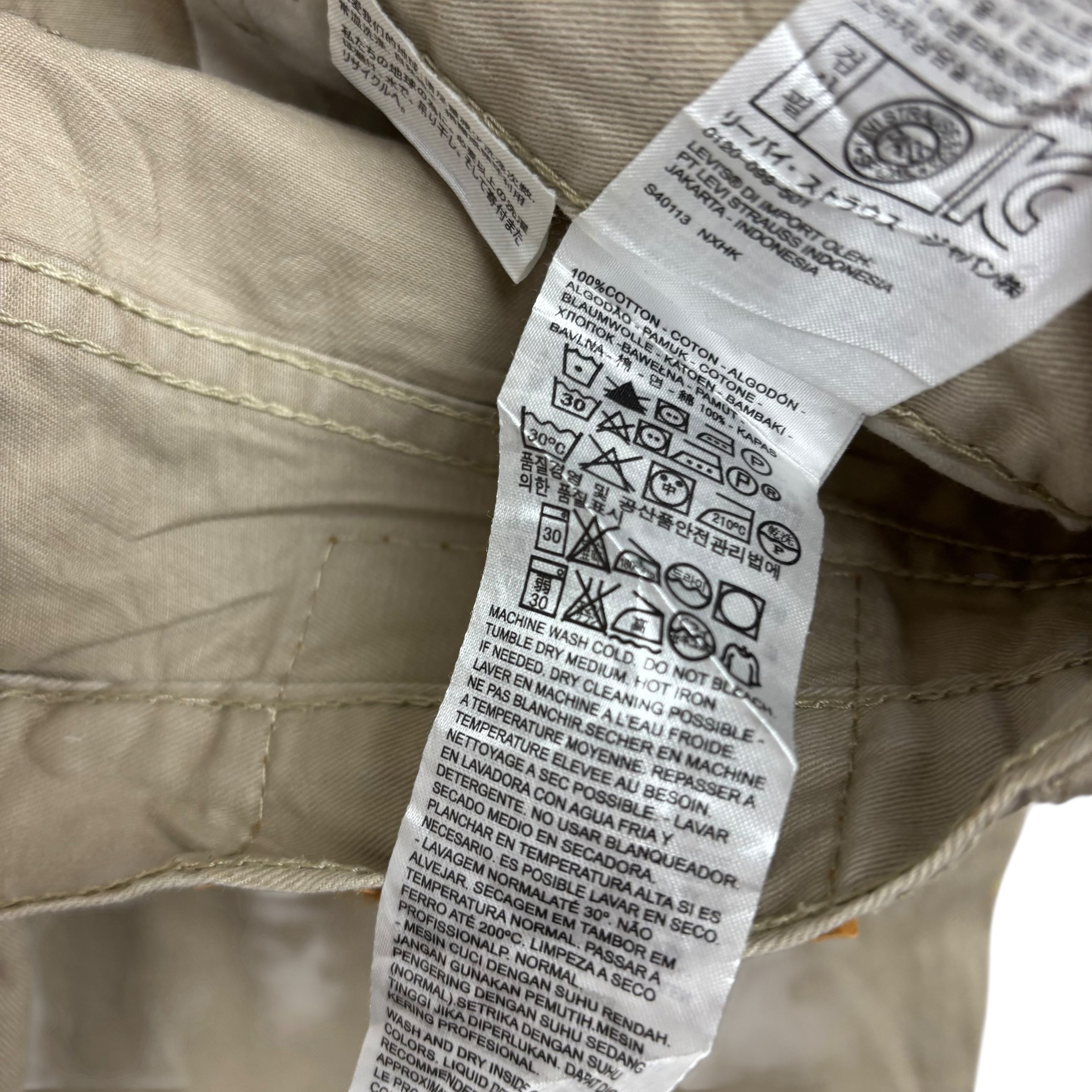 Levis 514 Jeans W34 L30 Mens Beige Regular Straight Fit Denim